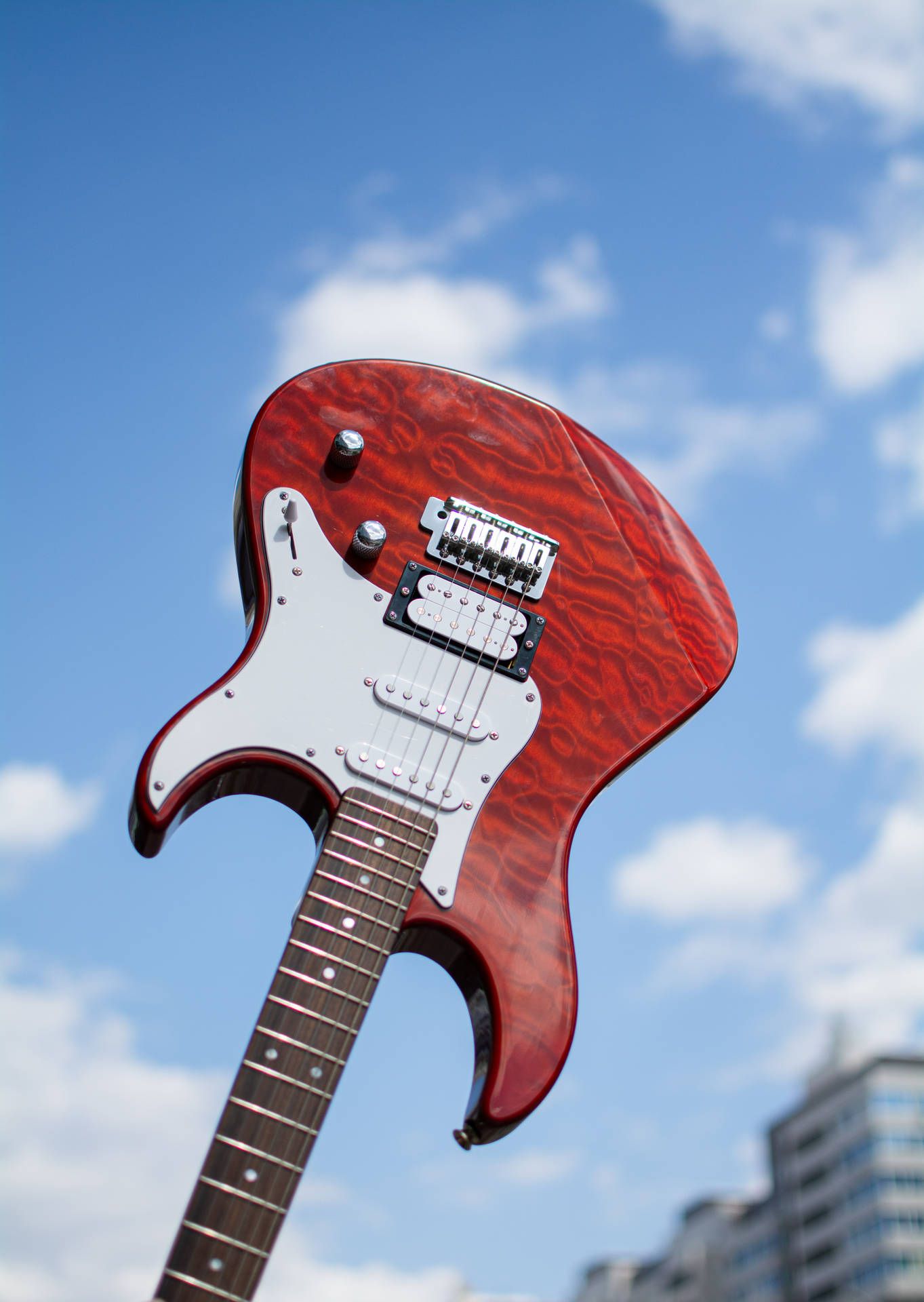 Download Aesthetic Music Red Electric Guitar Wallpaper