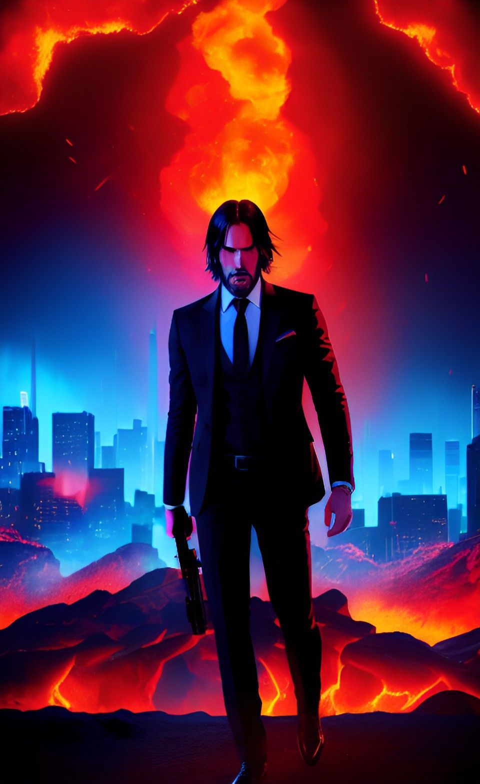 John Wick Wallpaper. Fire&Cyberpunk