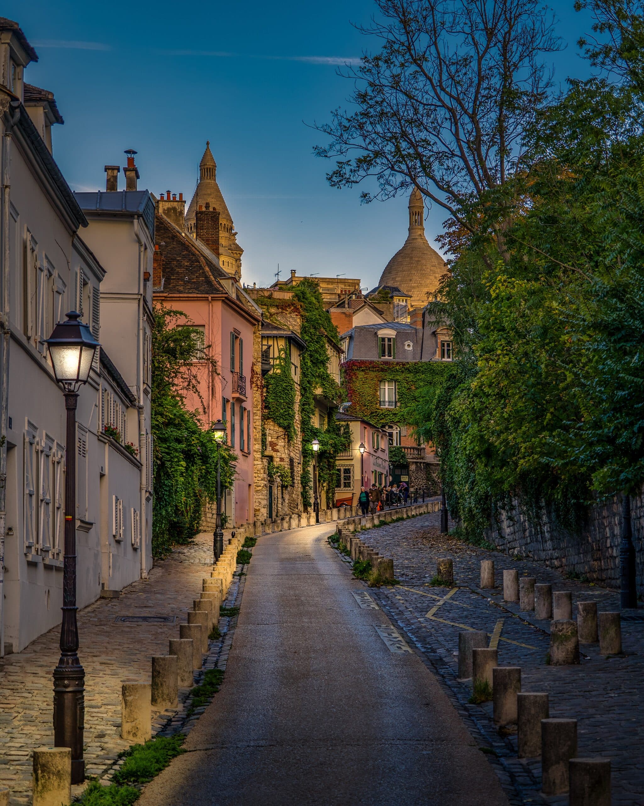 A street in Montmartre, Paris, at night. - France