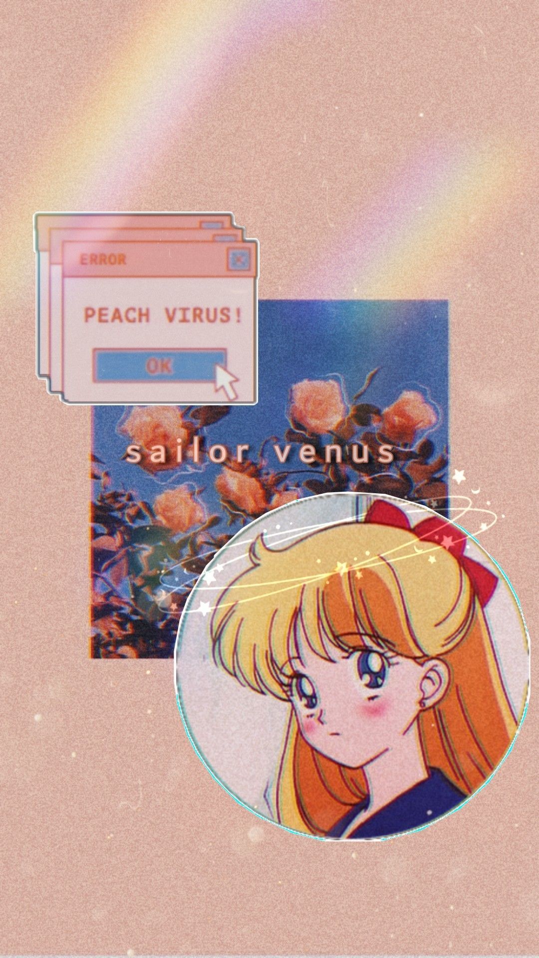 Peach aesthetic wallpaper with sailor venus from sailor moon - Sailor Venus