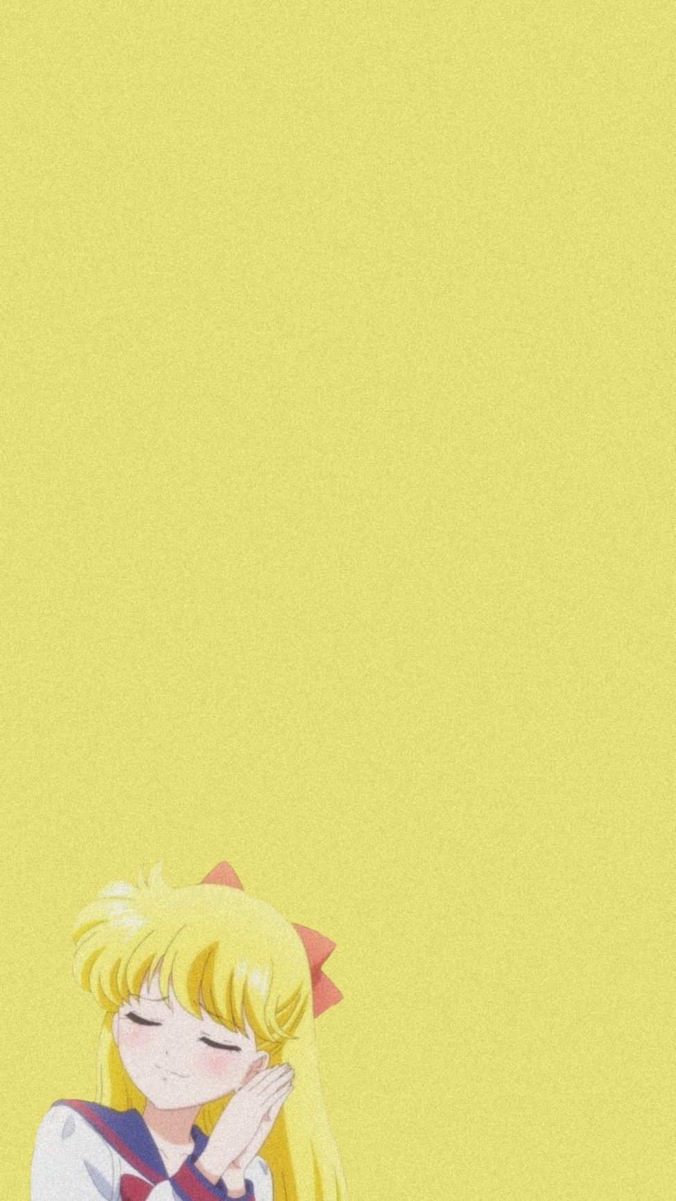 Sailor Moon anime wallpaper for iPhone with yellow background and sailor Jupiter character. - Sailor Venus
