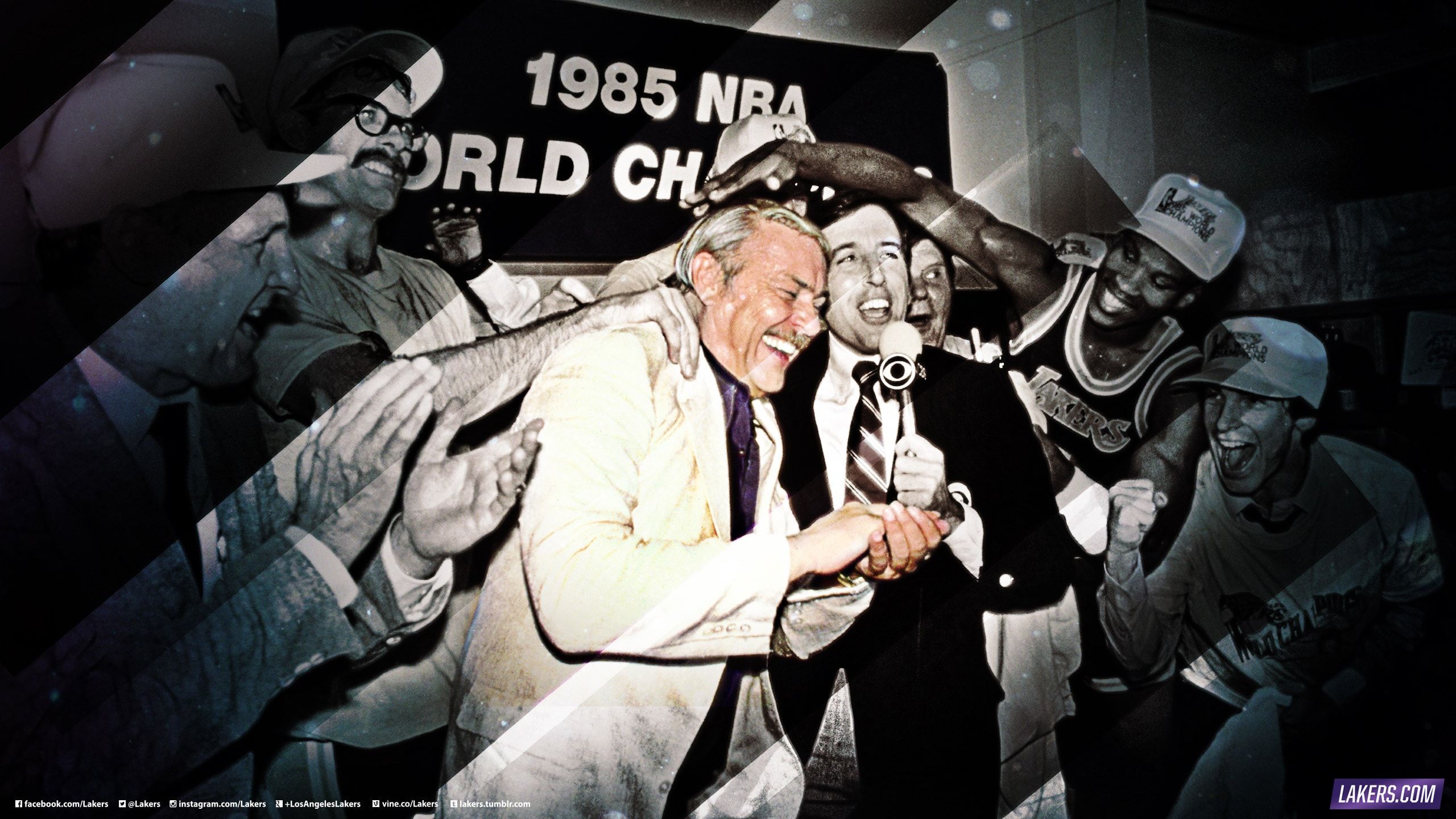 Lakers owner Jerry Buss with the 1985 championship trophy - Los Angeles Lakers
