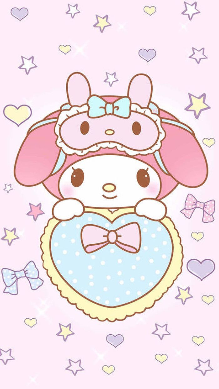 My melody wallpaper, pink background, cute wallpaper, pink and blue heart - My Melody
