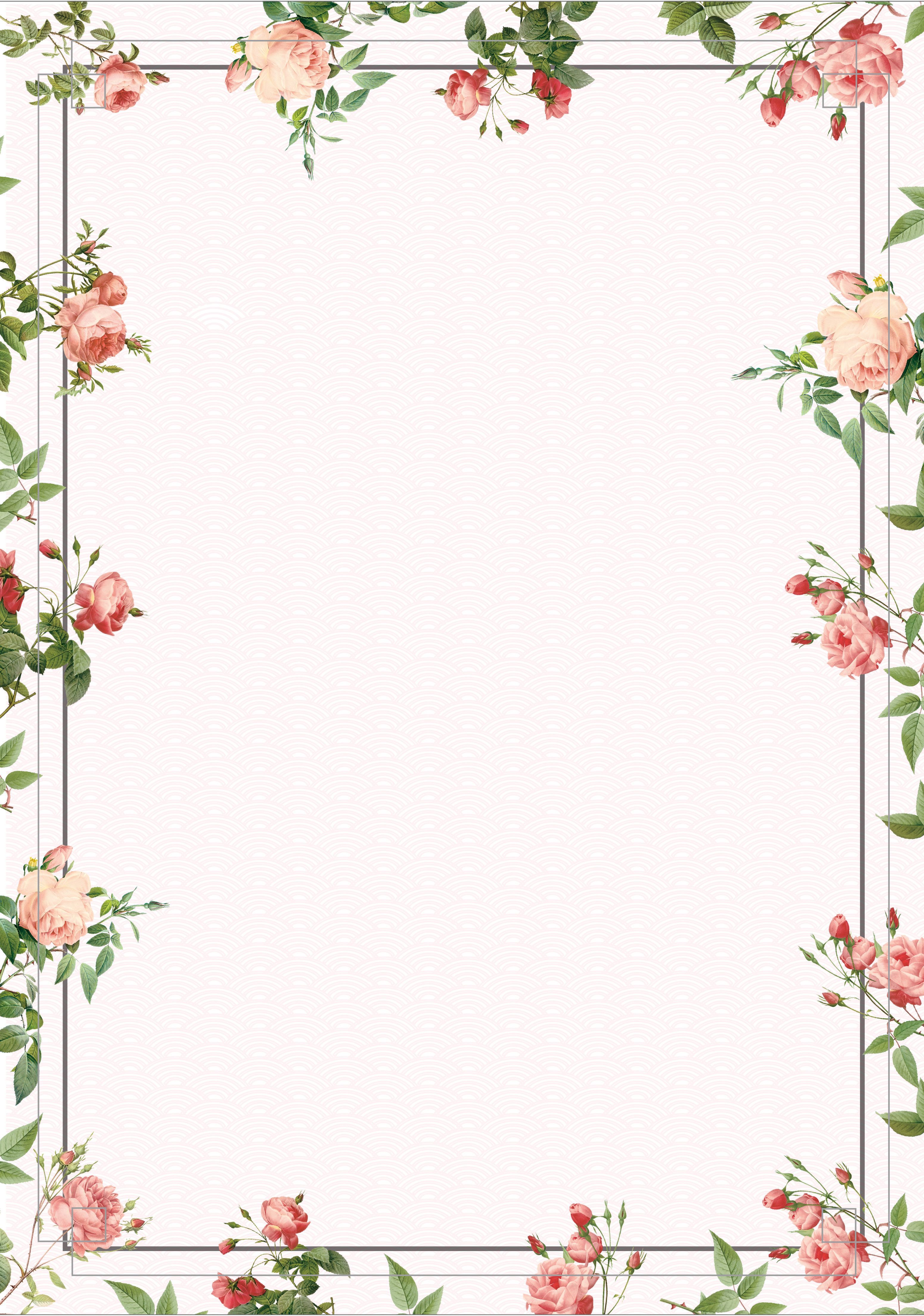 A floral frame with a white background - Border