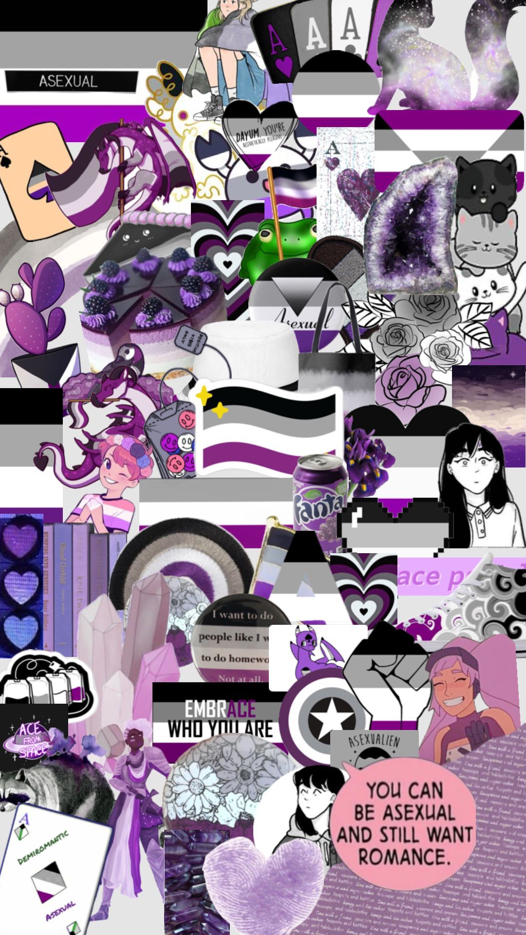 Another collage I made for my phone, this time with a purple and black theme. - Asexual