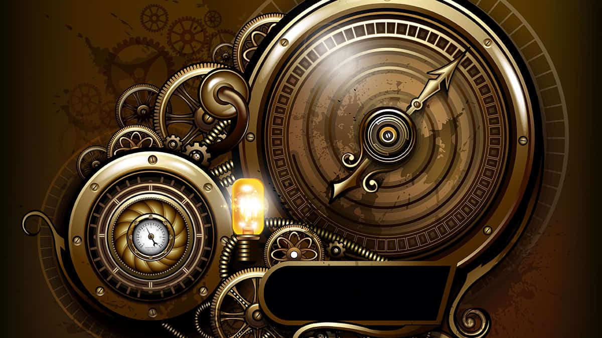 Steampunk background with gears and a label - Steampunk