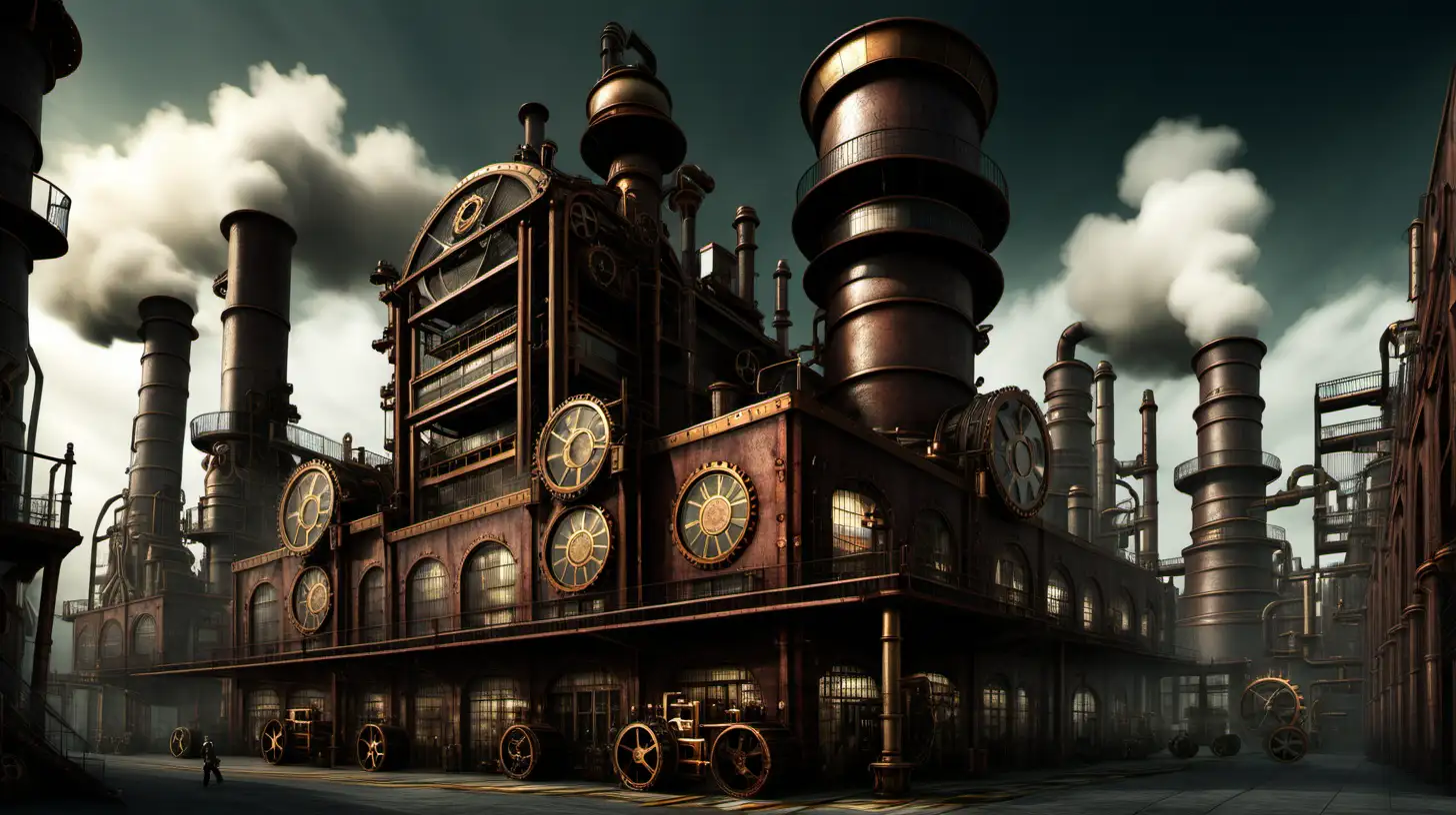 Majestic Steampunk Factory Wallpaper
