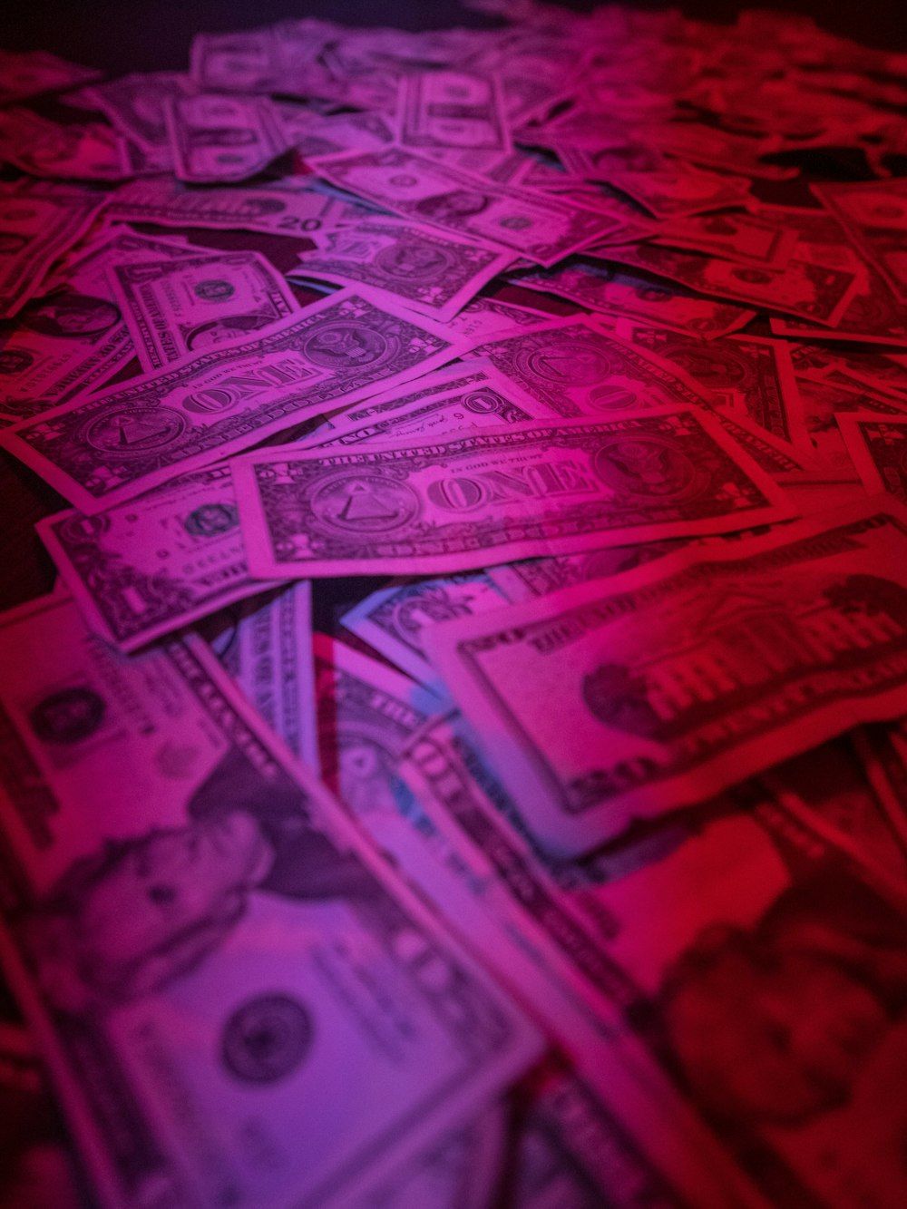 A pile of 20 dollar bills - Money
