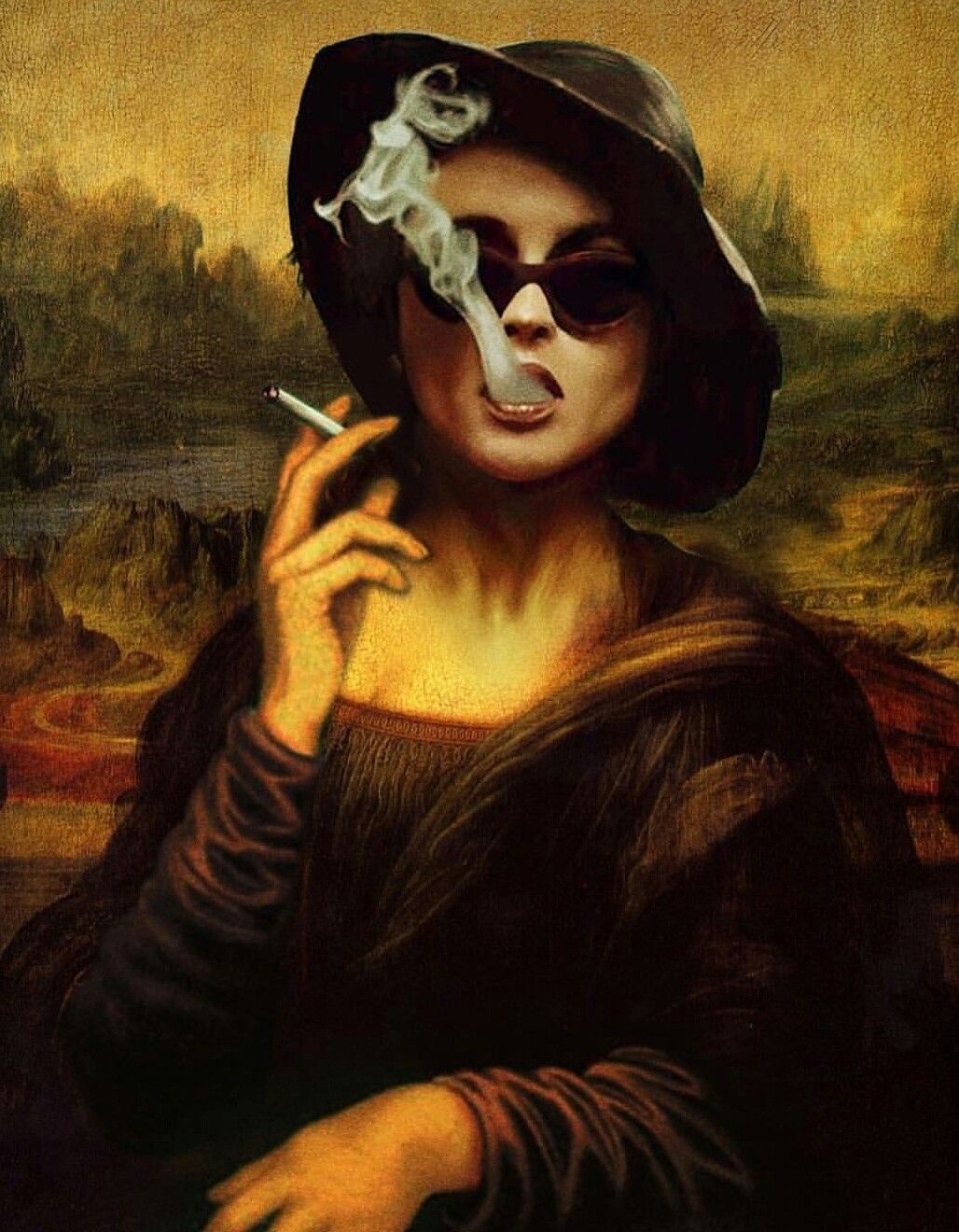 Mona Lisa smoking. Funny art, Surreal