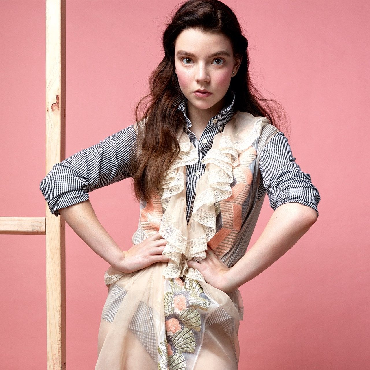 A model poses in a shirt and scarf from the H&M Conscious Collection. - Anya Taylor-Joy