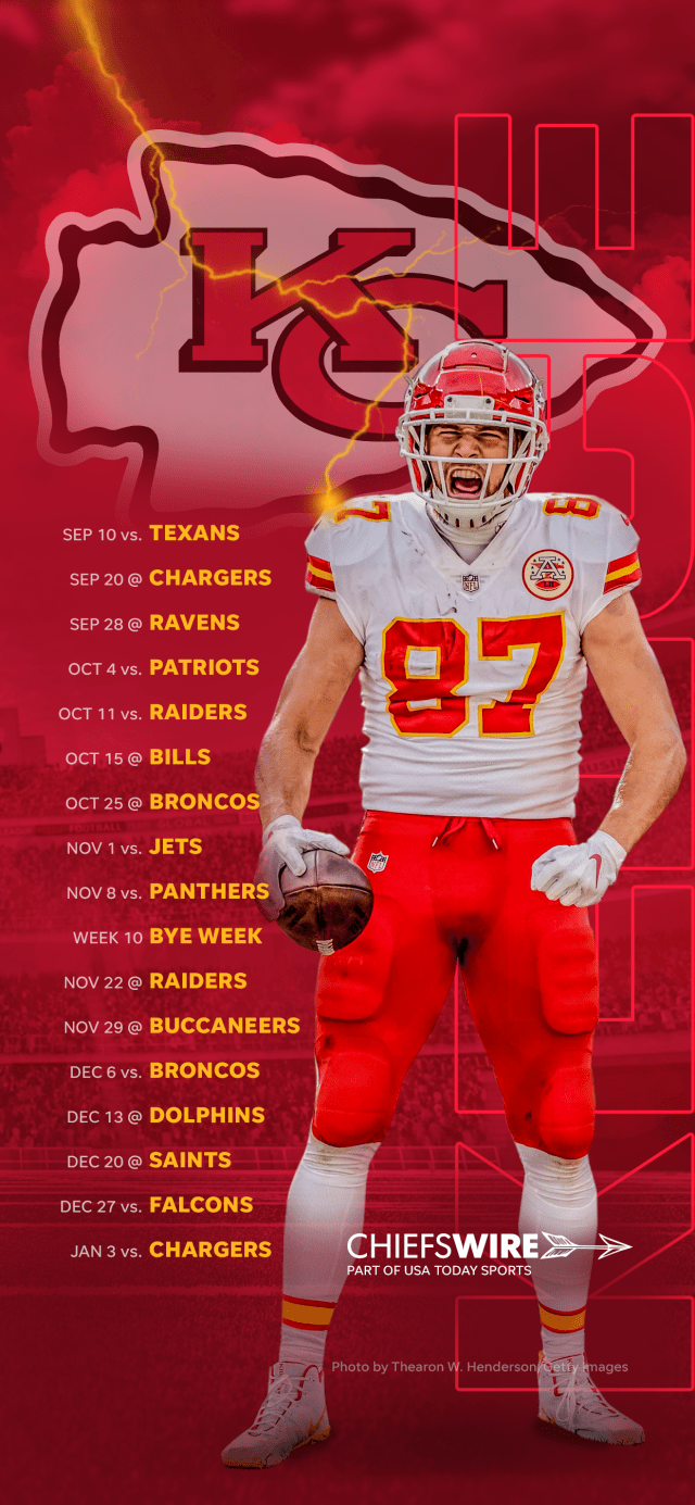 The Kansas City Chiefs 2019 schedule is shown in this image. - Travis Kelce