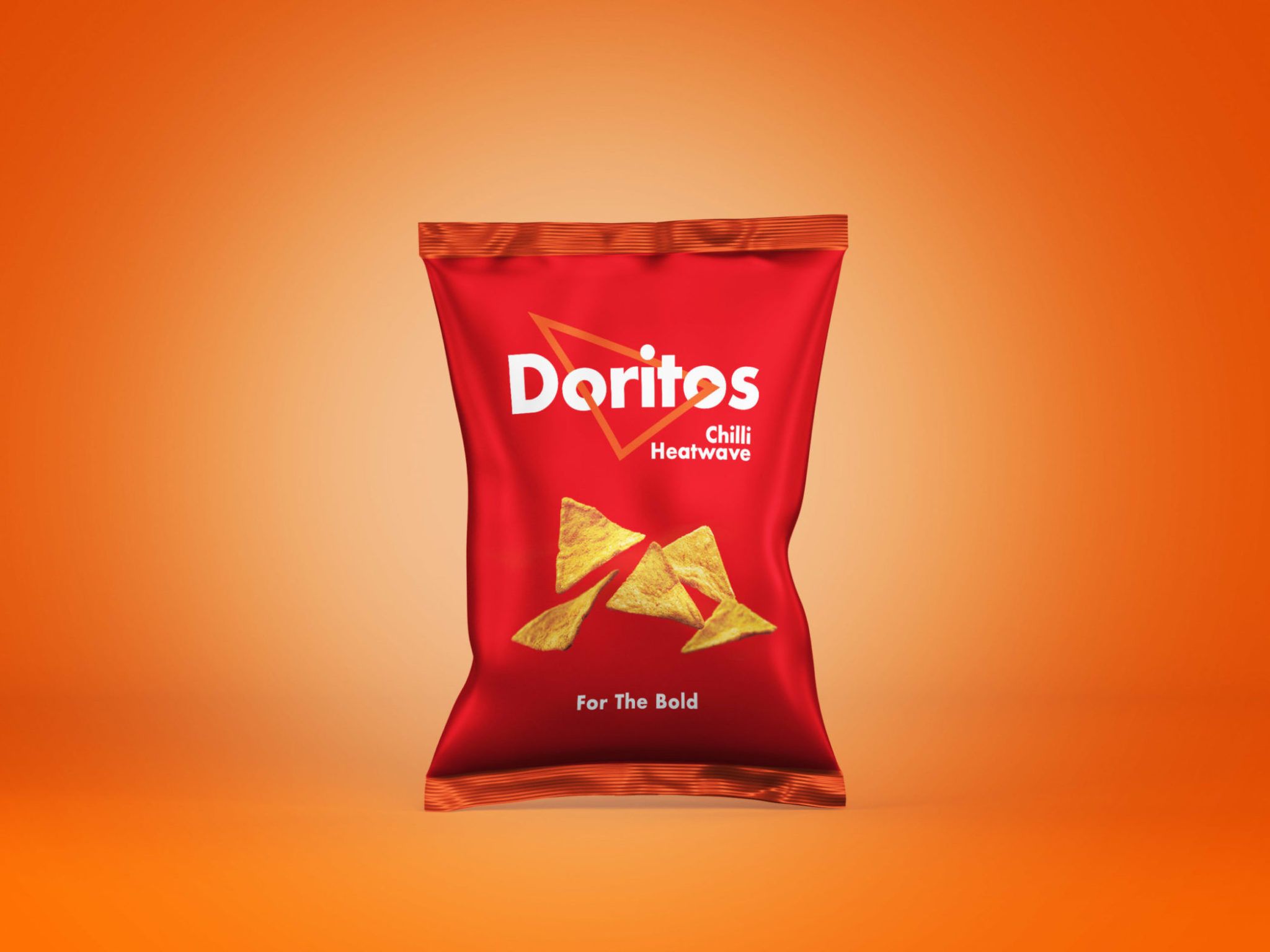 A bag of Doritos Chilli Heatwave on an orange background - Doritos