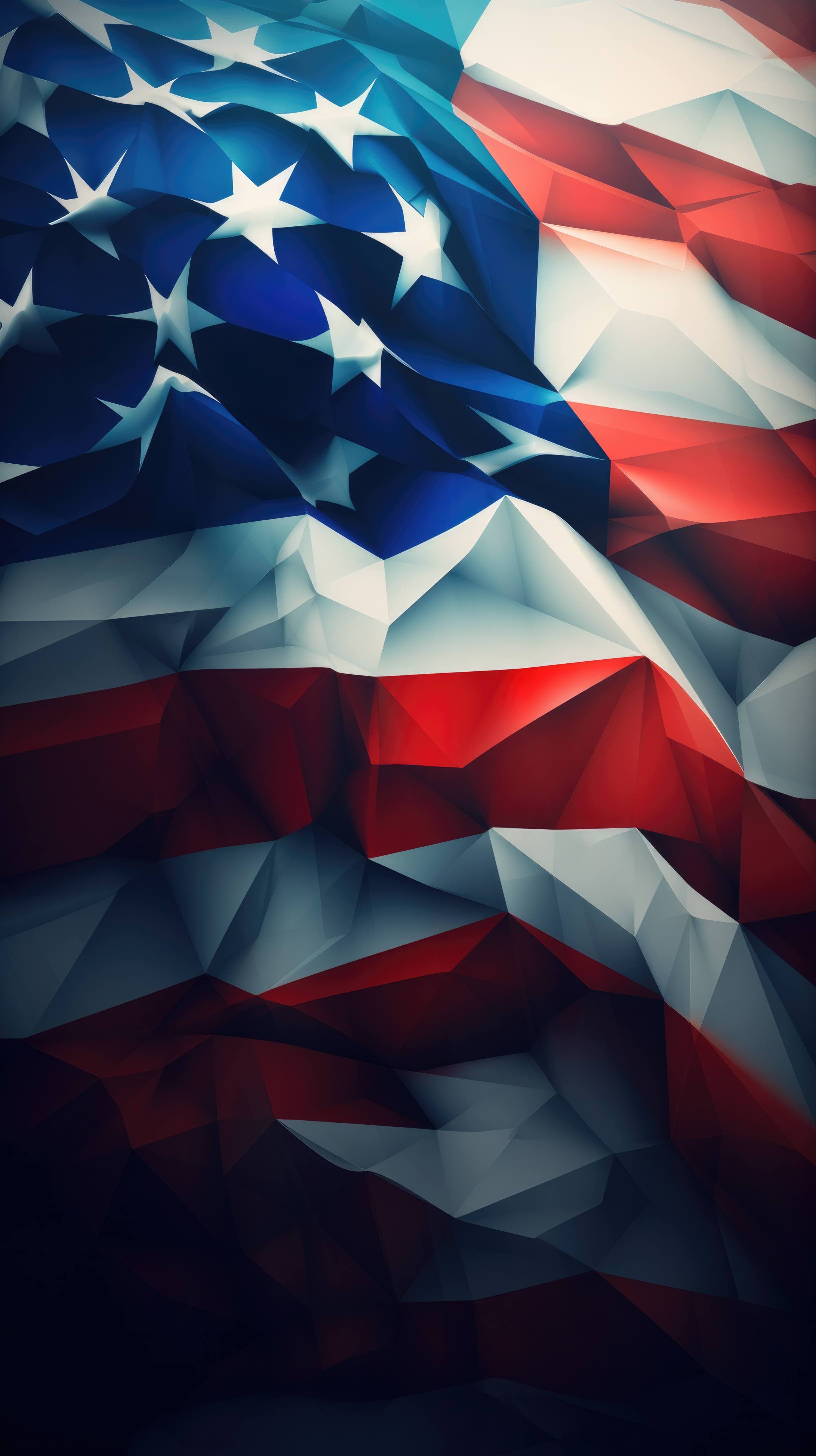 American Flag In A Low Poly 3D Model