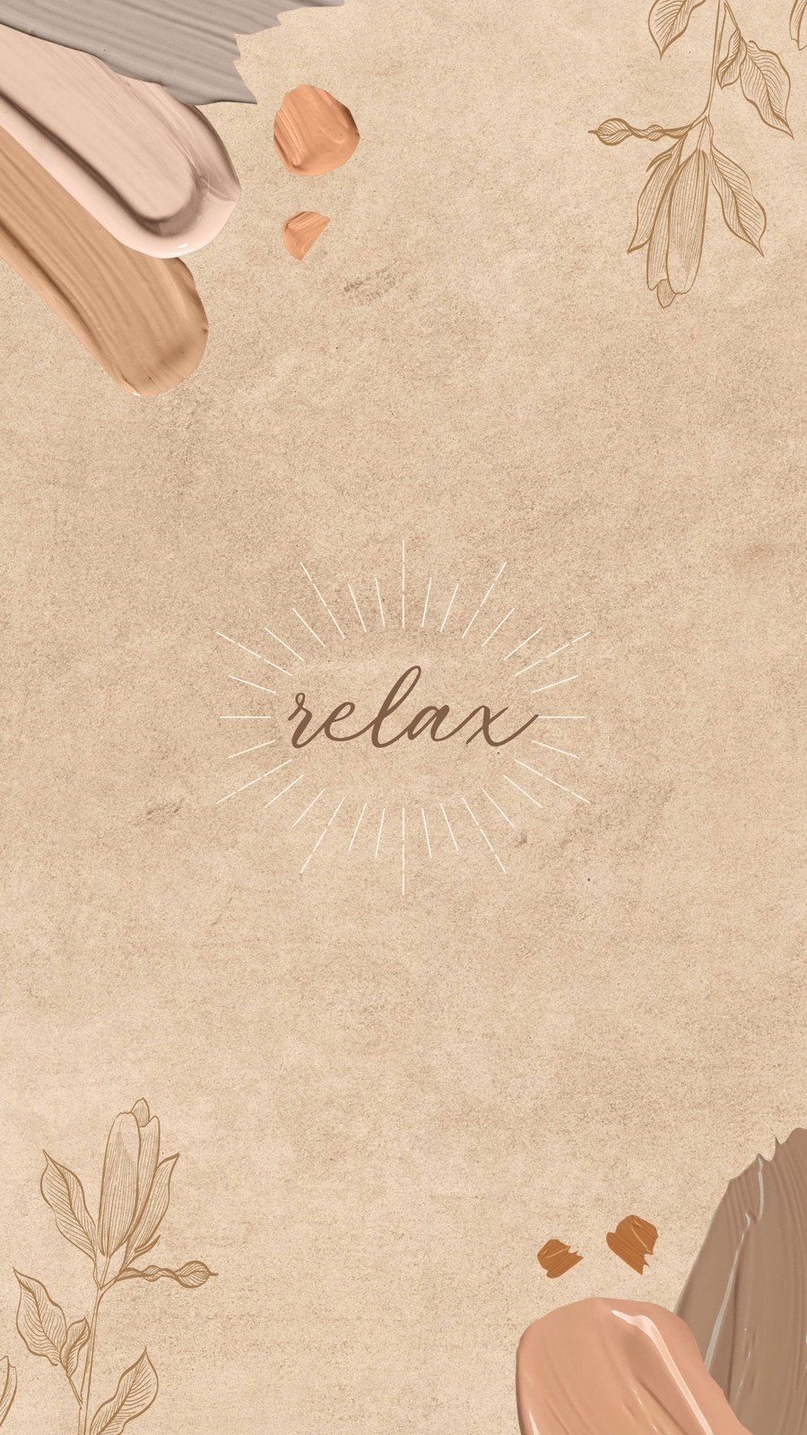 A digital illustration of a brown background with the word relax in the middle - Minimalist beige