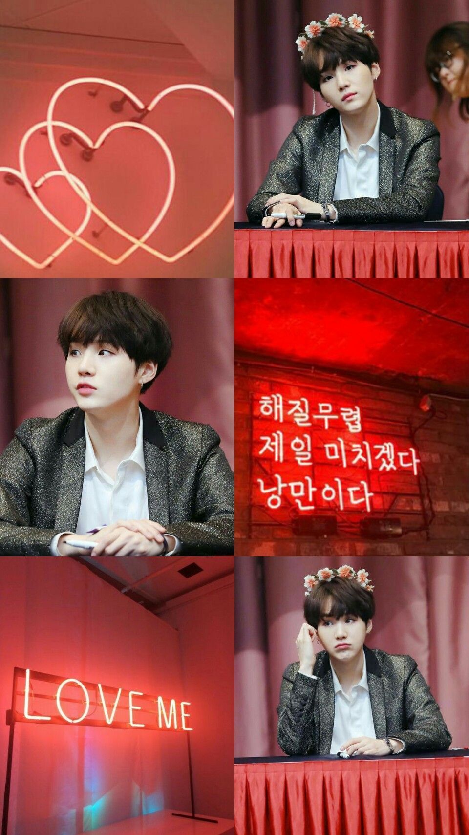 Suga BTS Light Red Aesthetic Wallpaper