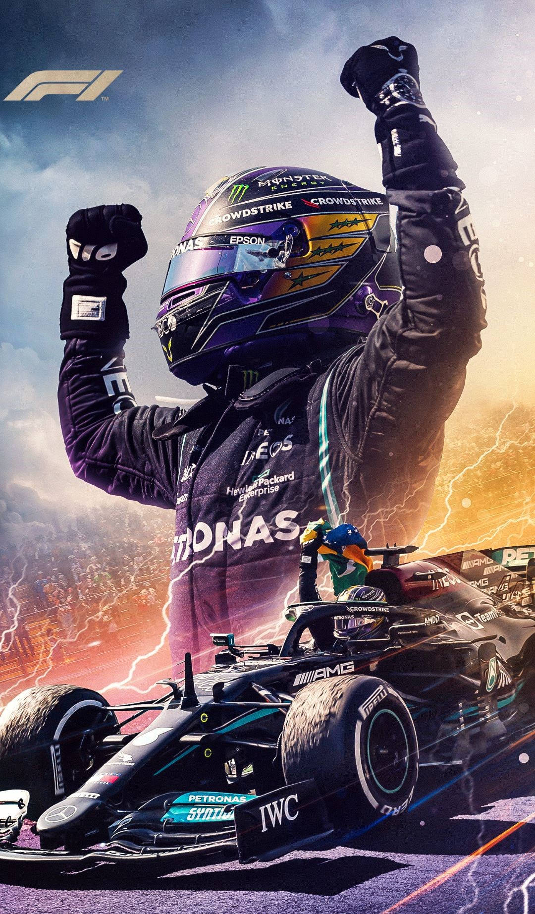 F1 Champion Lewis Hamilton Driving