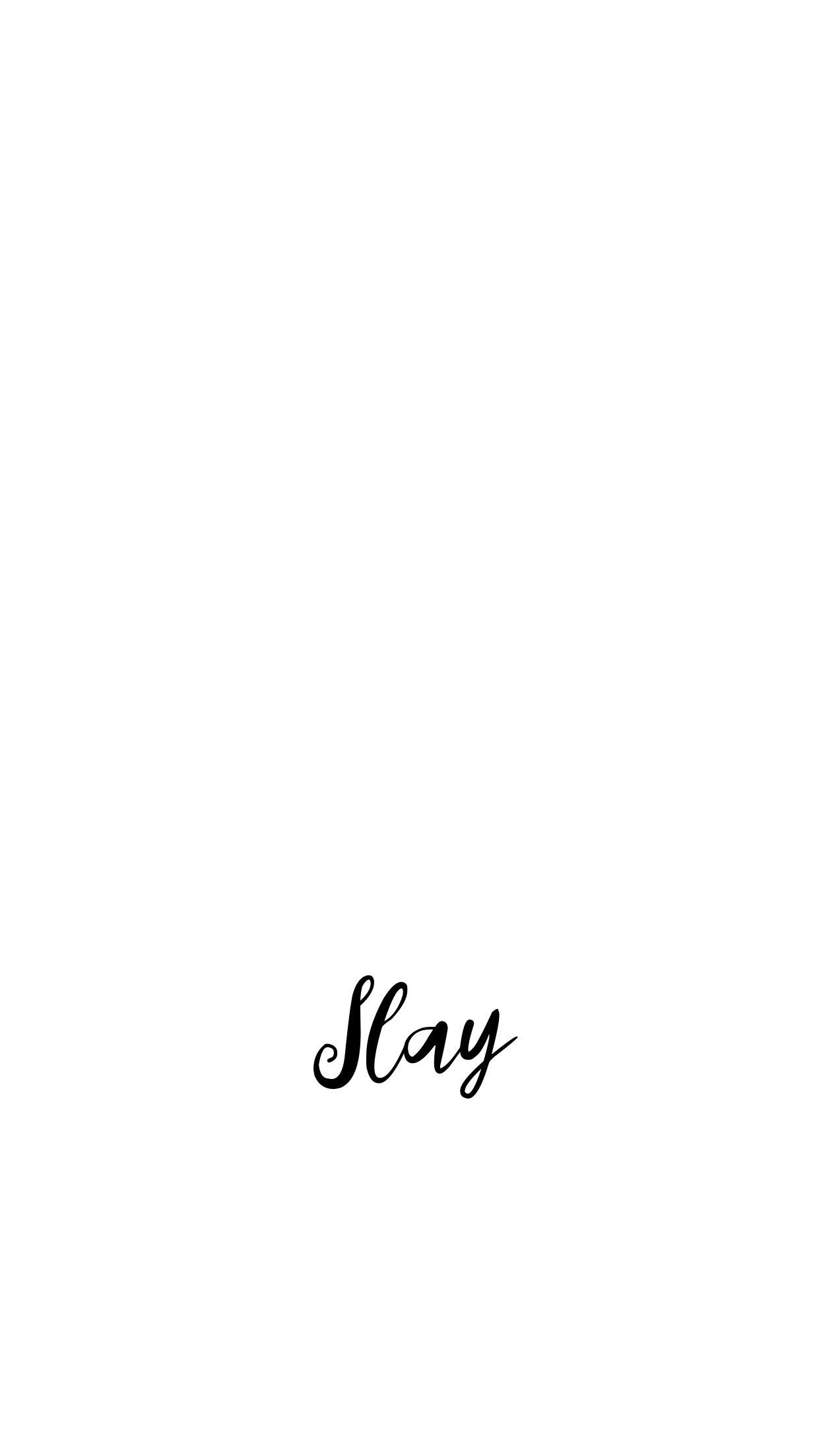 A black and white image of the word stay - White