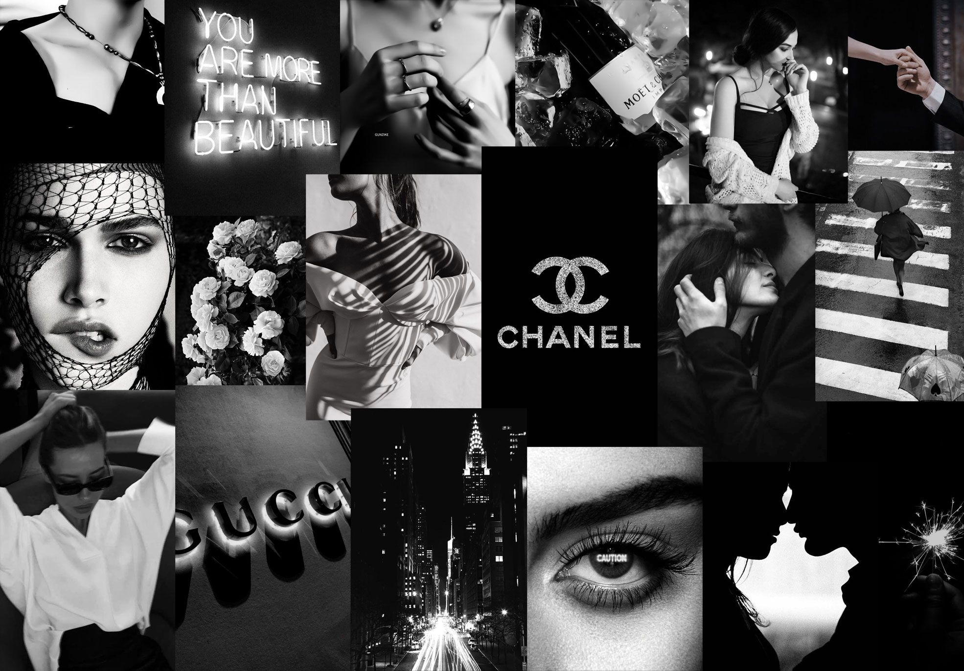Black and White Wallpaper Collage : Love Couple Collage