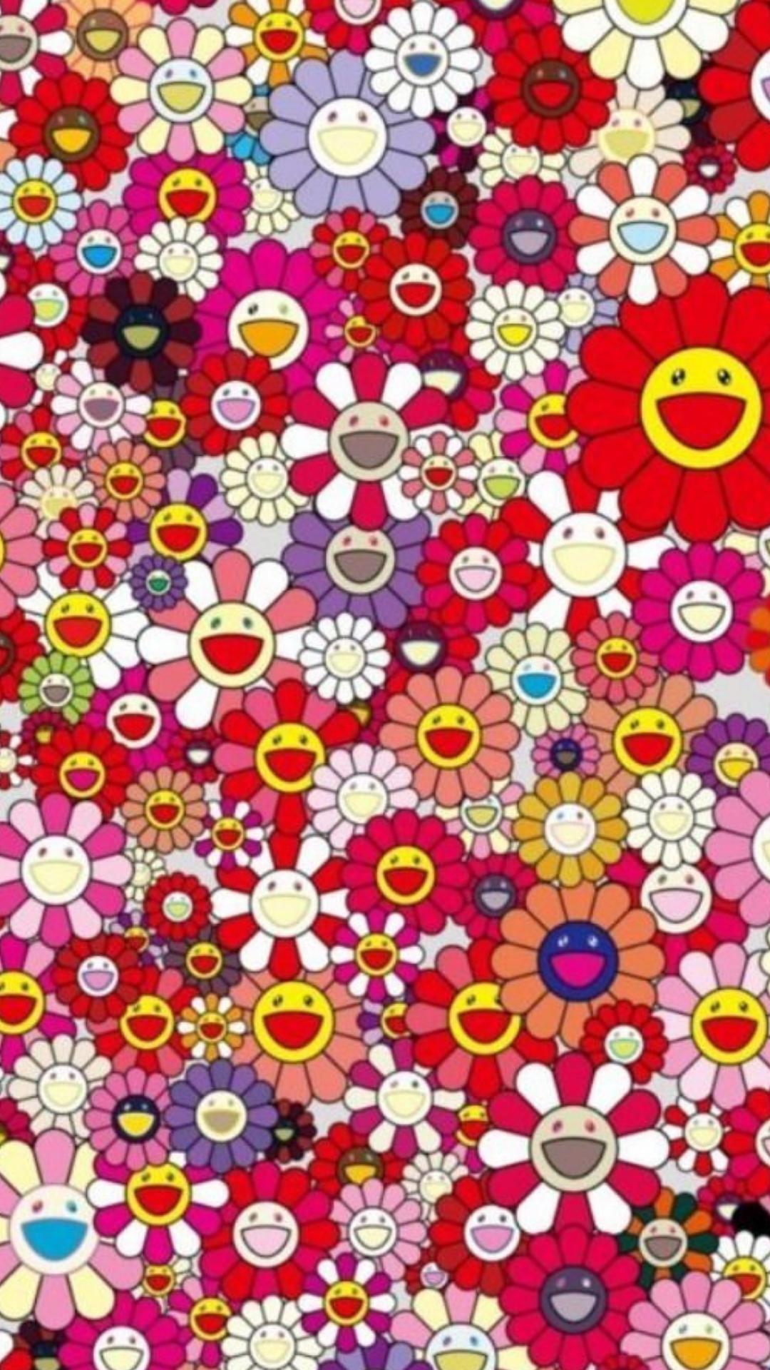 A colorful flower pattern with many different flowers - Indie