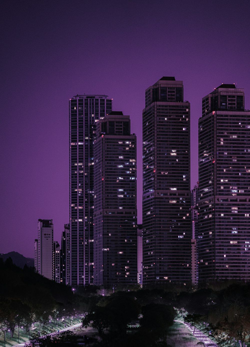 City skyline during night time photo