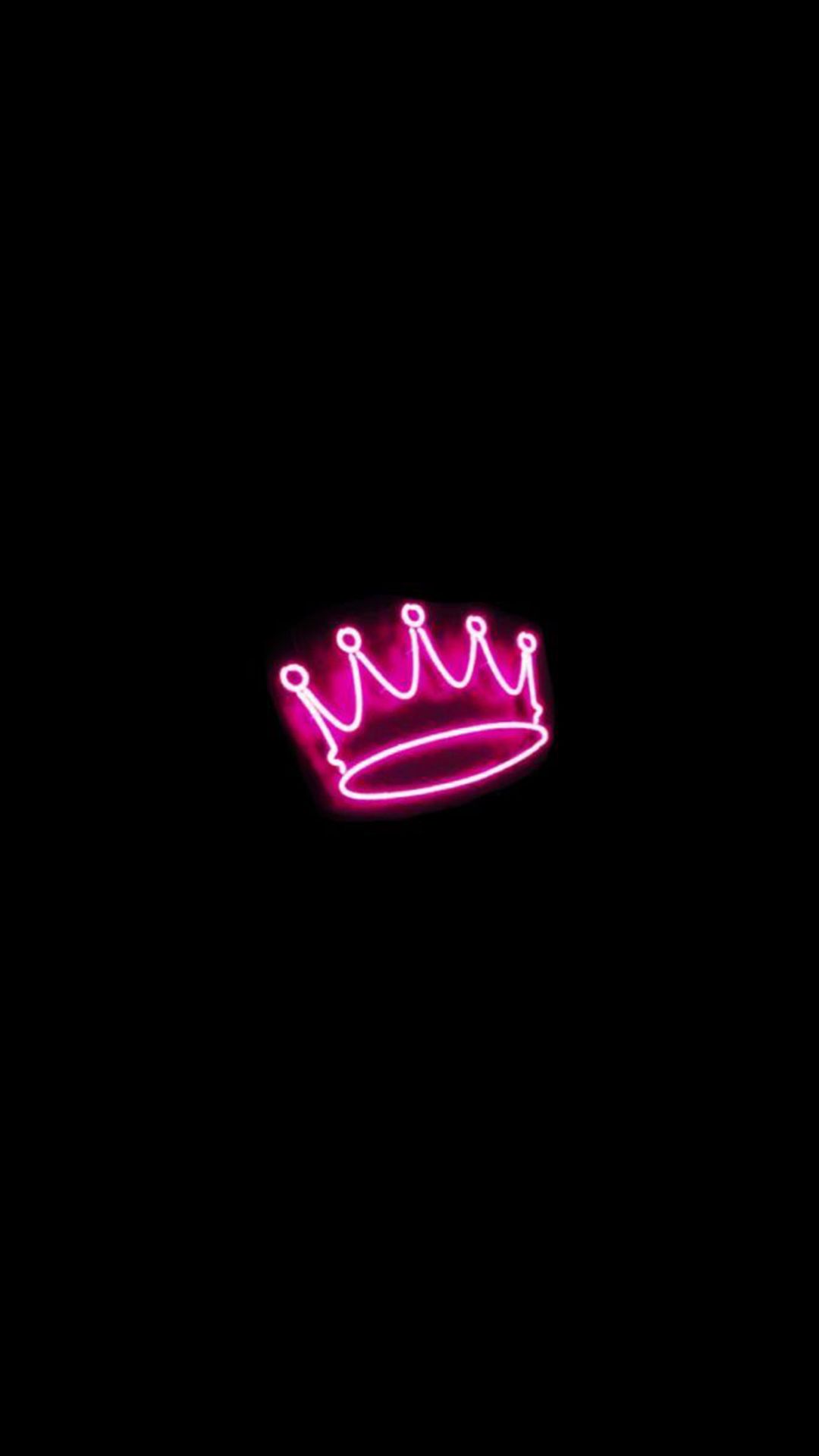 A neon crown on black background - Hot pink