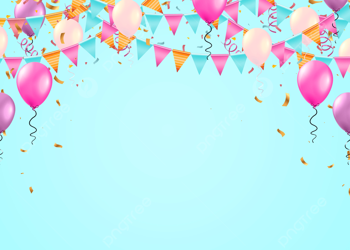 Pink Birthday Balloon Small Flag Blue