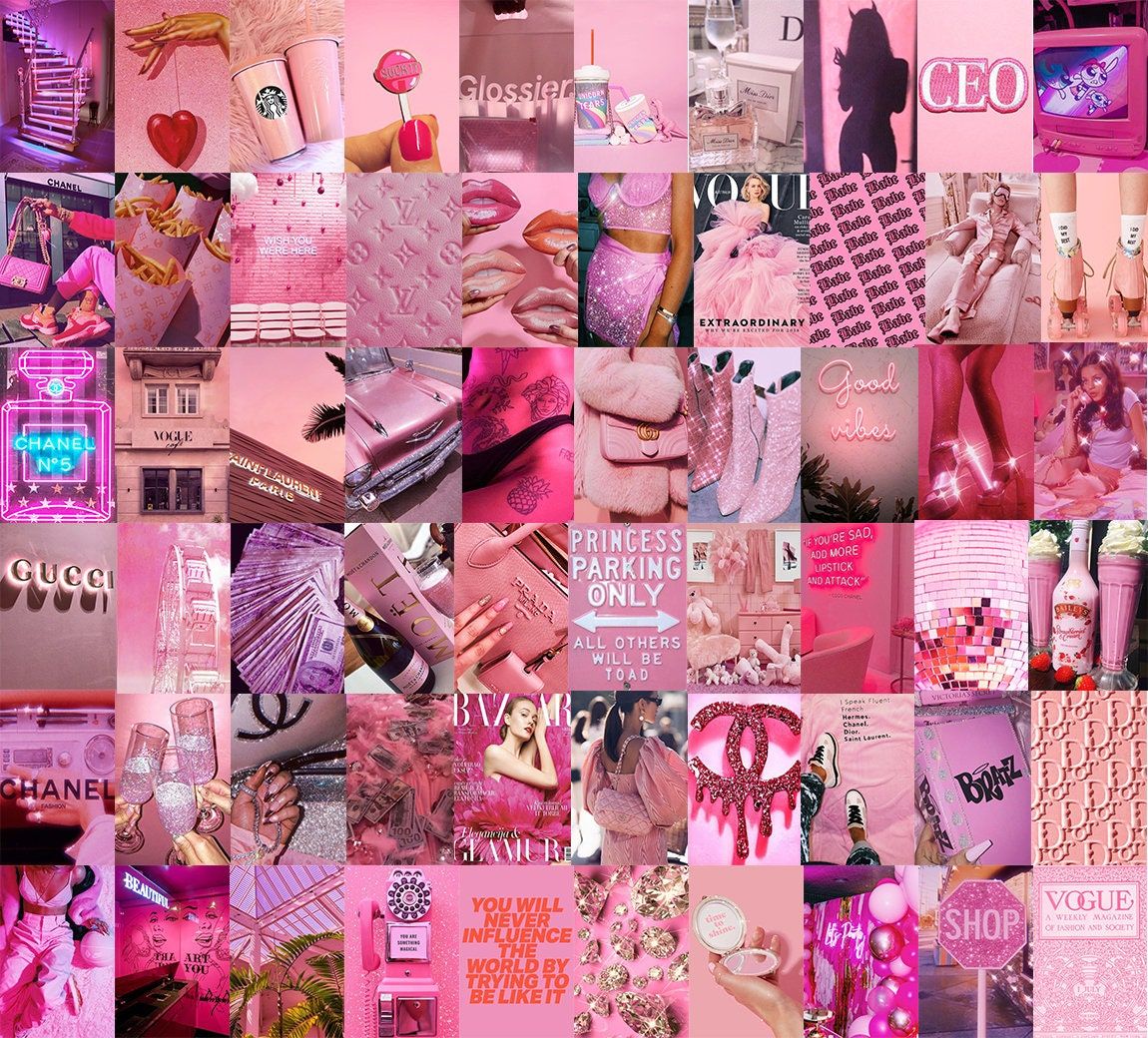Boujee Pink Wall Collage Kit, Pink