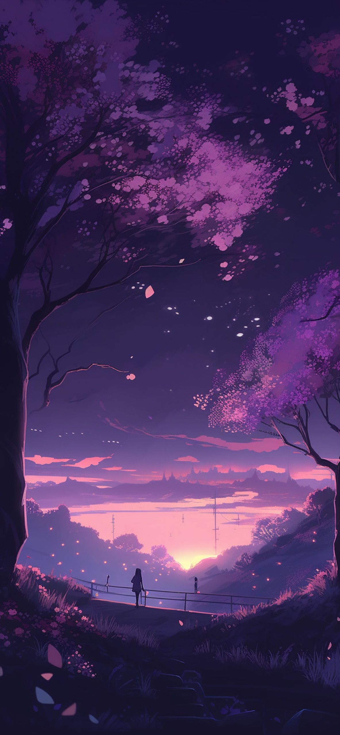 Night Purple Anime Wallpaper