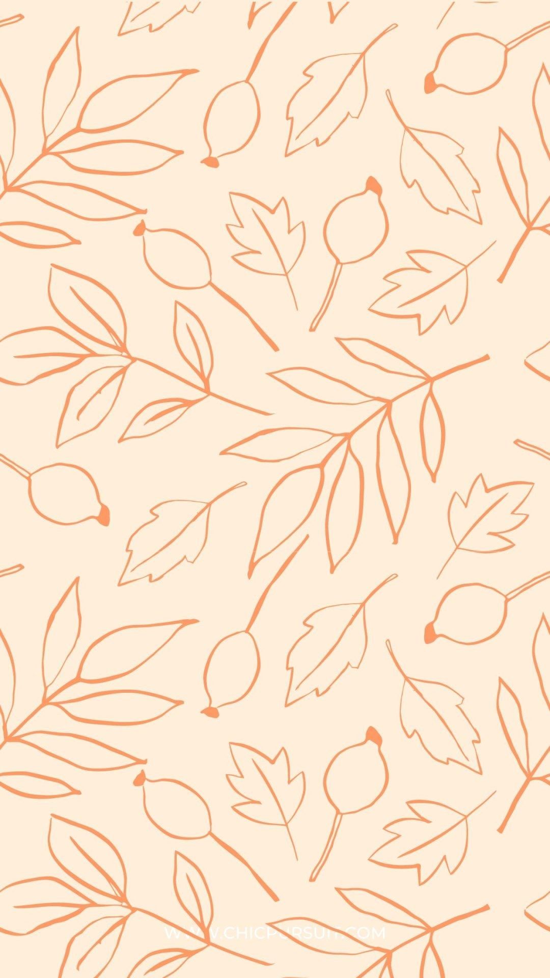 Wallpaper for phone autumn with leaves and fruits in orange color - Cute fall