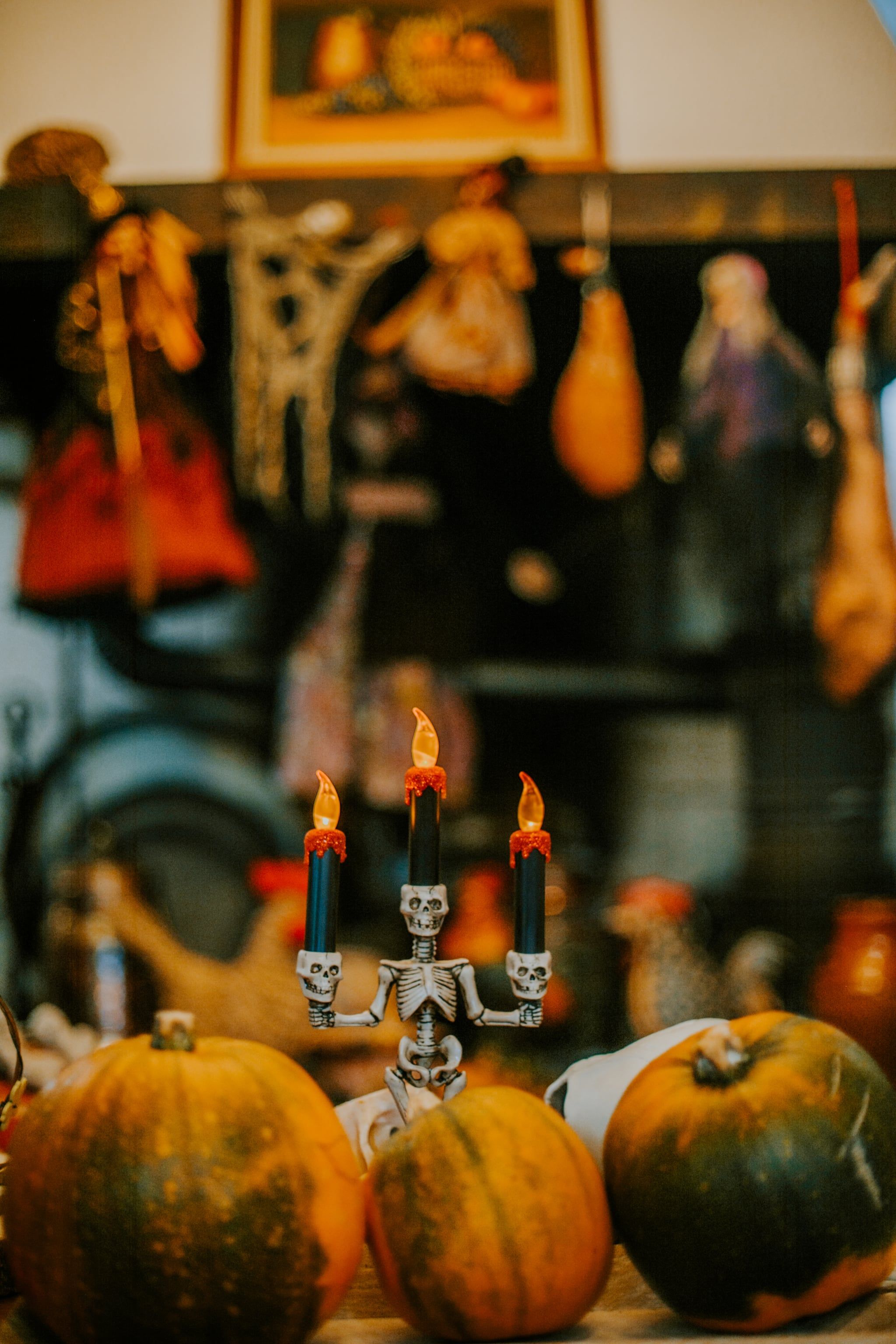 A table with candles and pumpkins on it - Fall, cute fall
