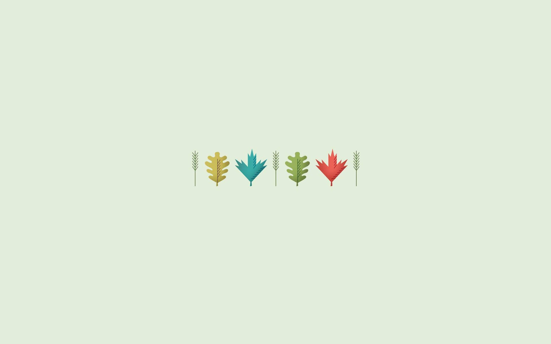 A row of five leaves in different colors - Fall, cute fall