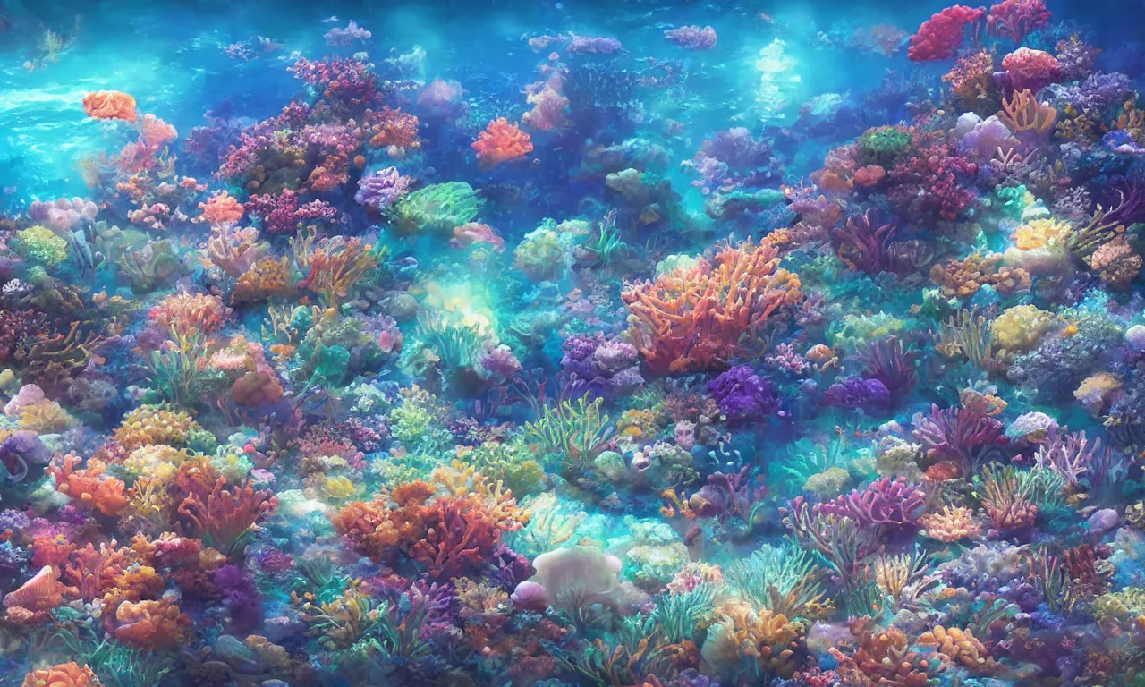 colorful illustration coral reefs