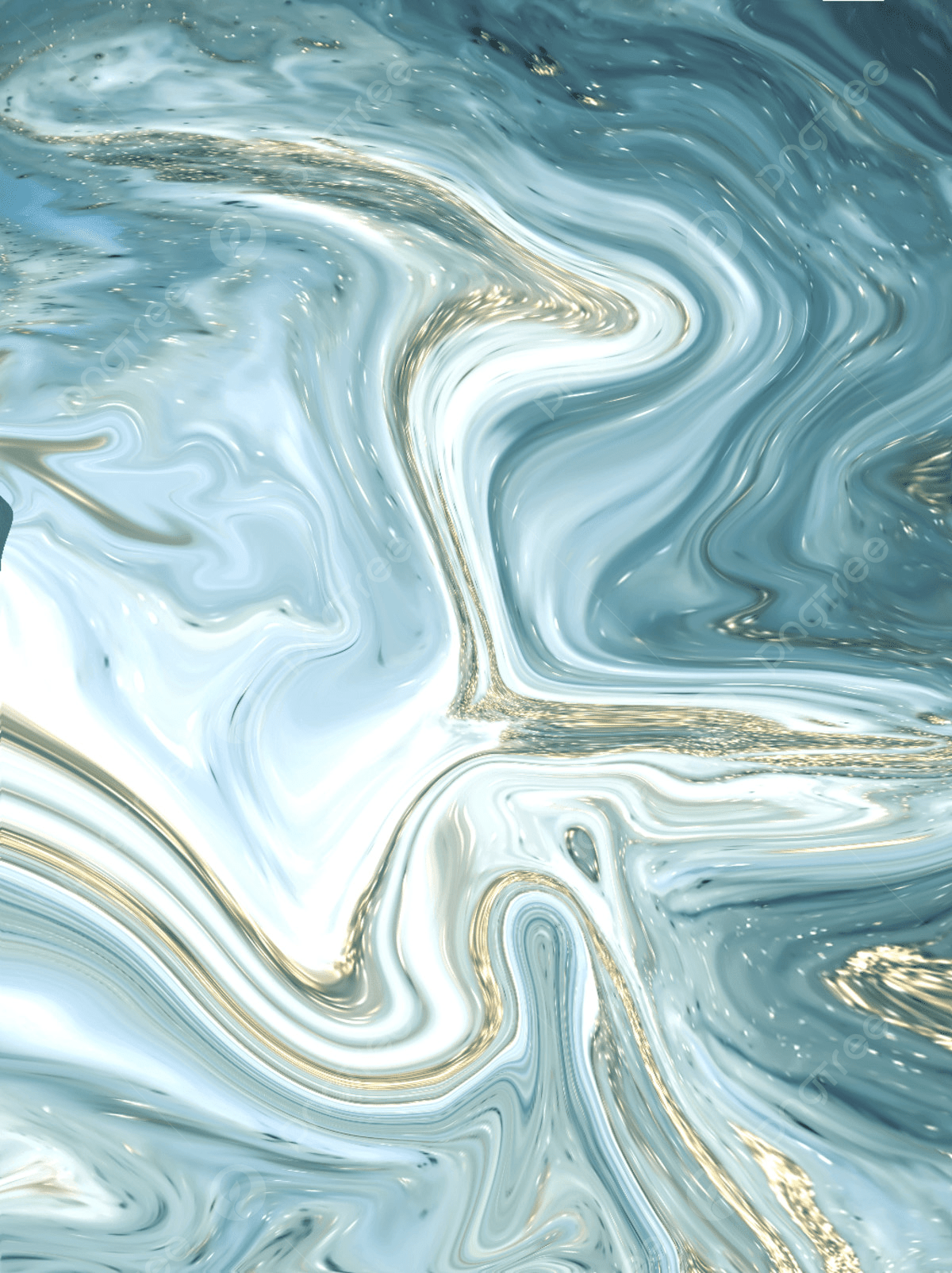 Original Blue Cyan Abstract Marble