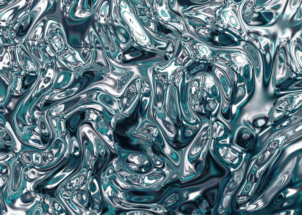 Cyan Abstract Flowing Liquid Metal