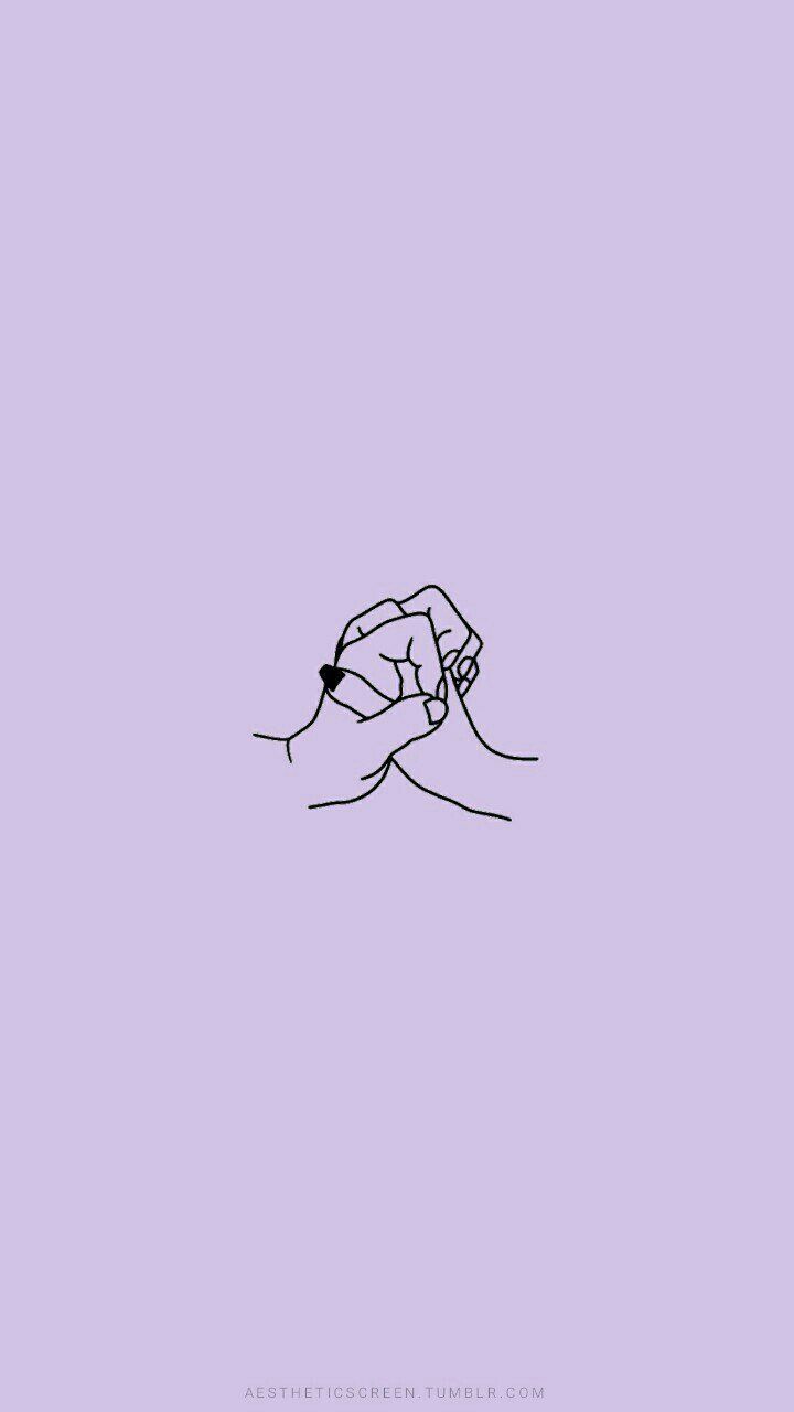 Minimalist phone wallpaper of two hands holding each other - Cute purple