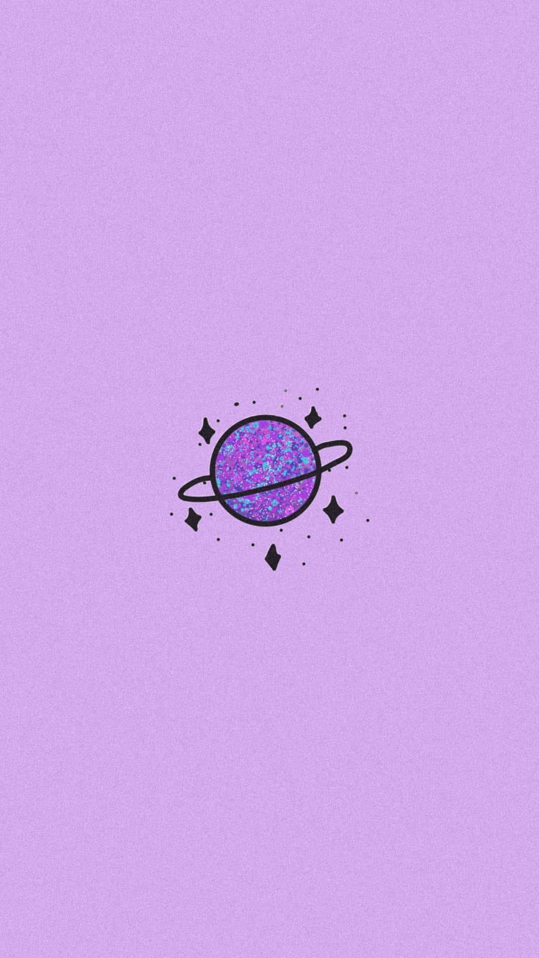 A purple background with an image of the planet saturn - Cute purple