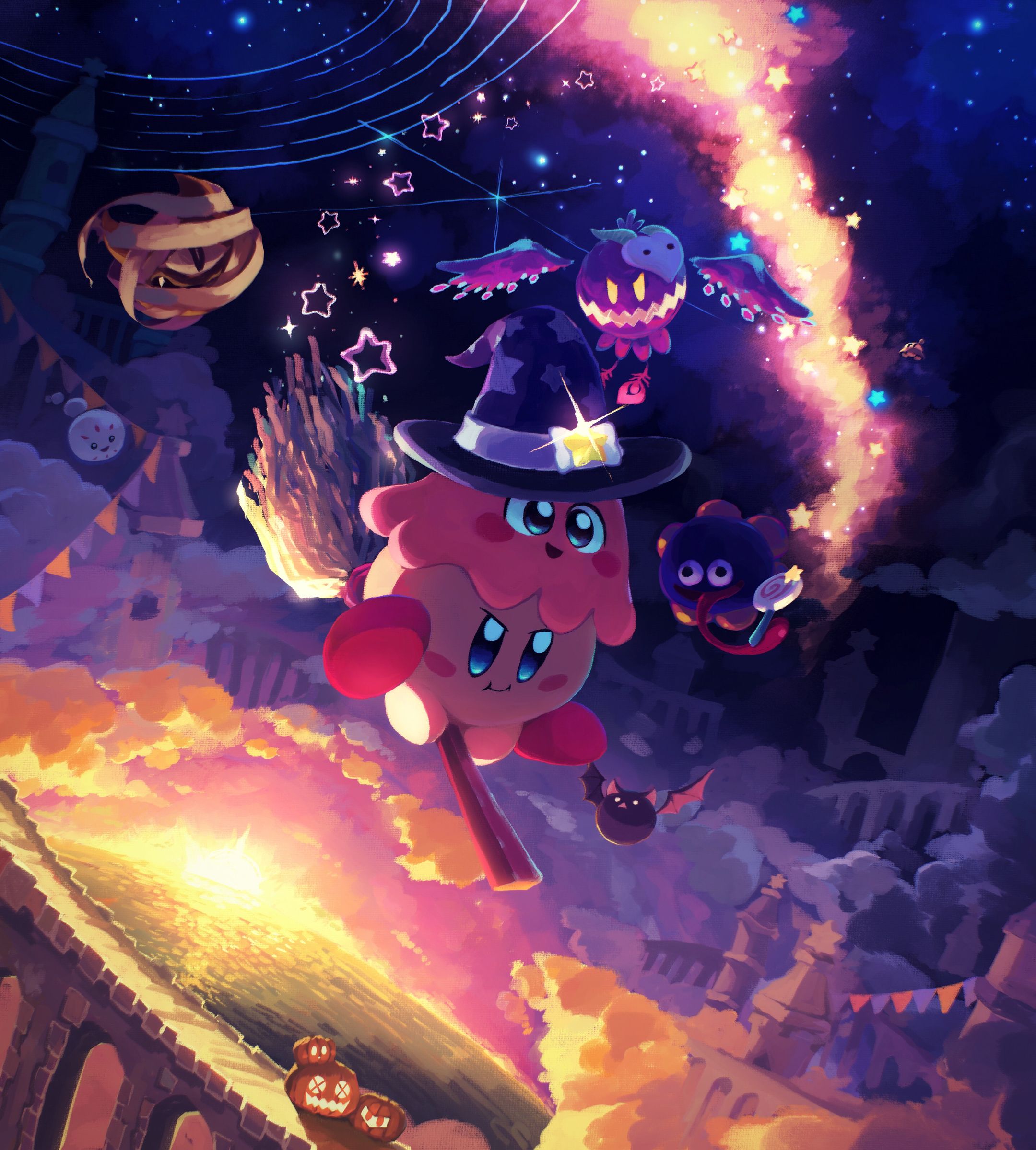 Cute Kirby Spooky Halloween Wallpaper