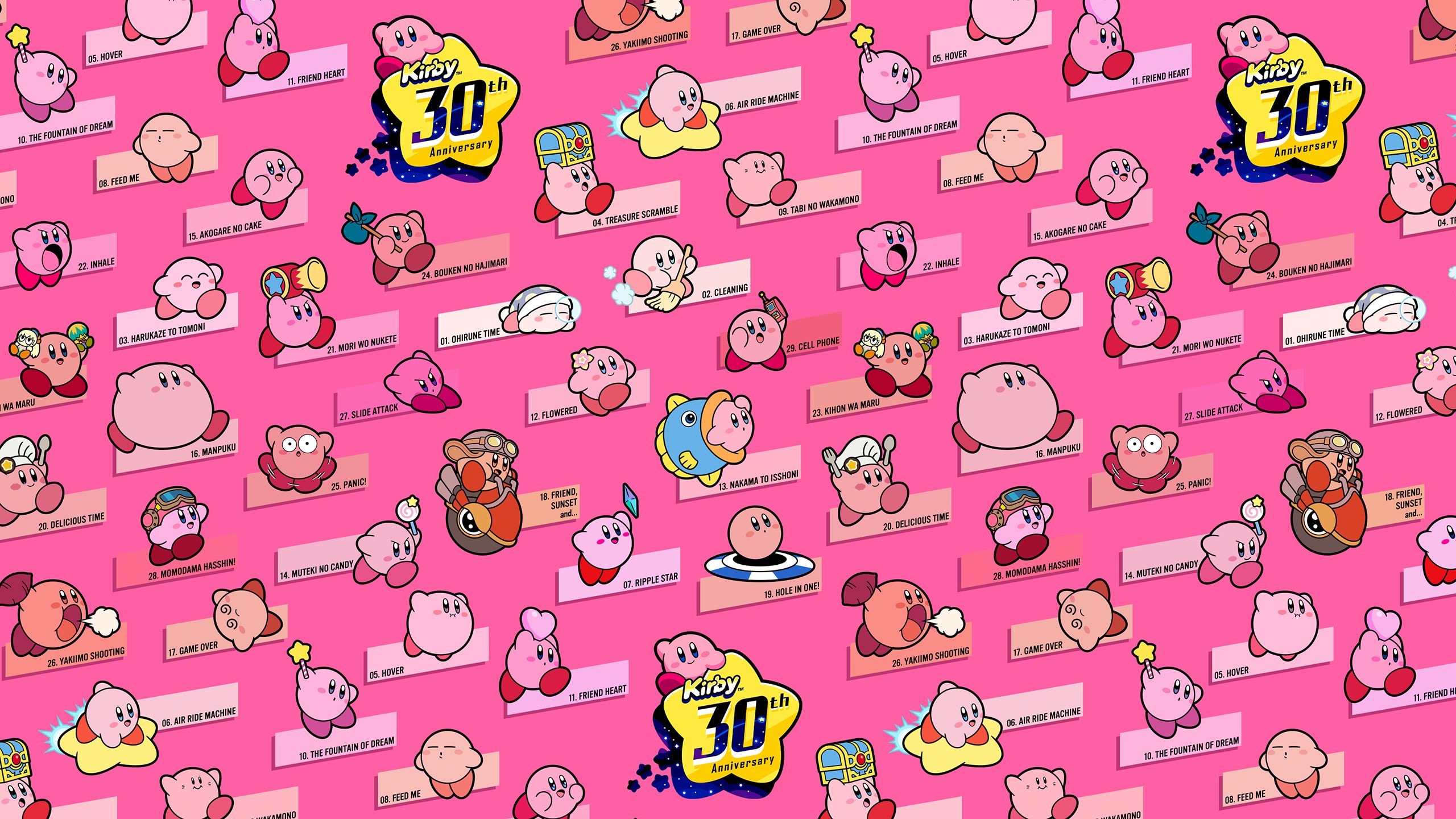 30th Anniversary Kirby Forms Wallpaper