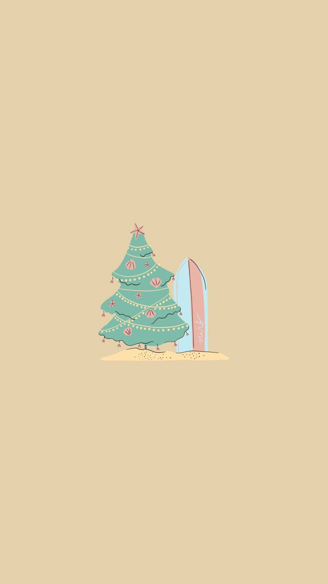 A christmas tree with surfboard in front of it - Cute Christmas