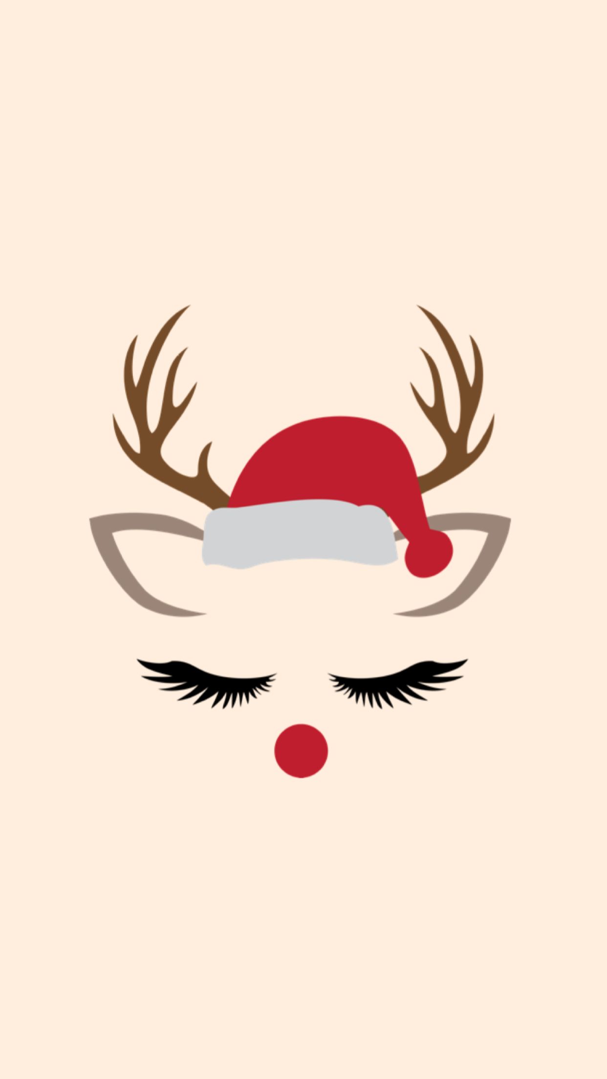 Christmas deer with a hat and closed eyes - Cute Christmas