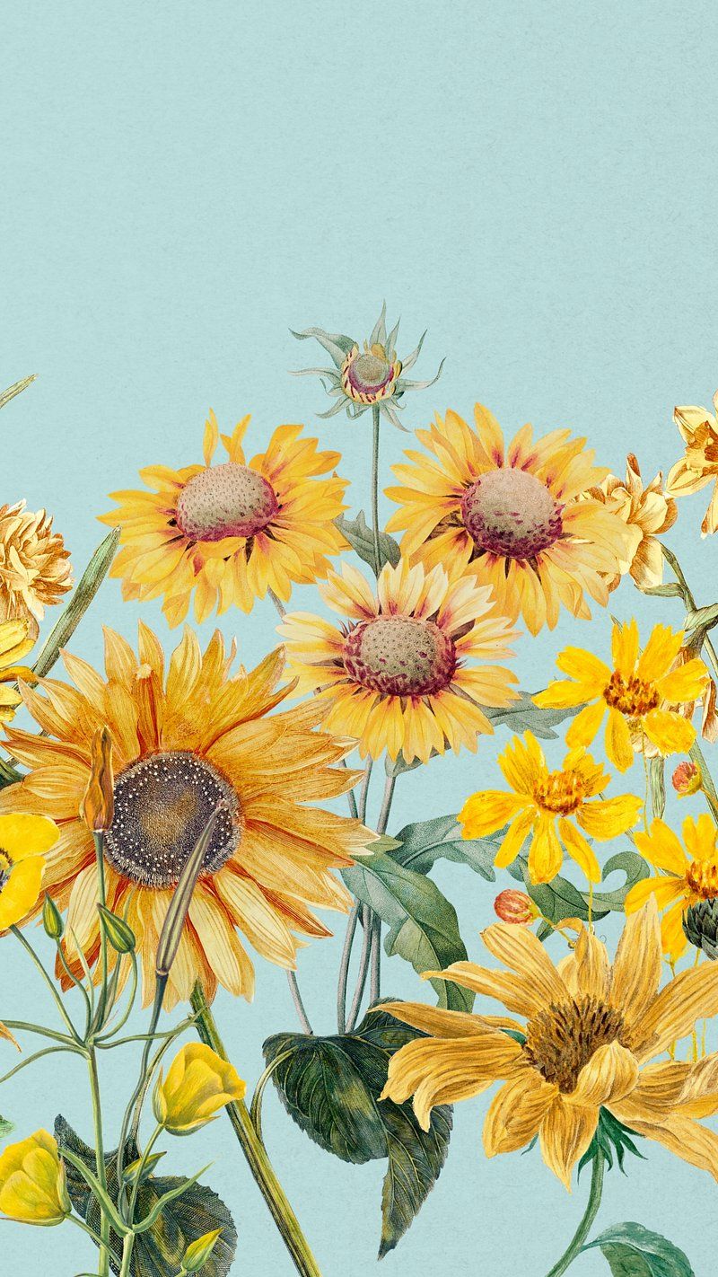 Yellow Spring flowers phone wallpaper