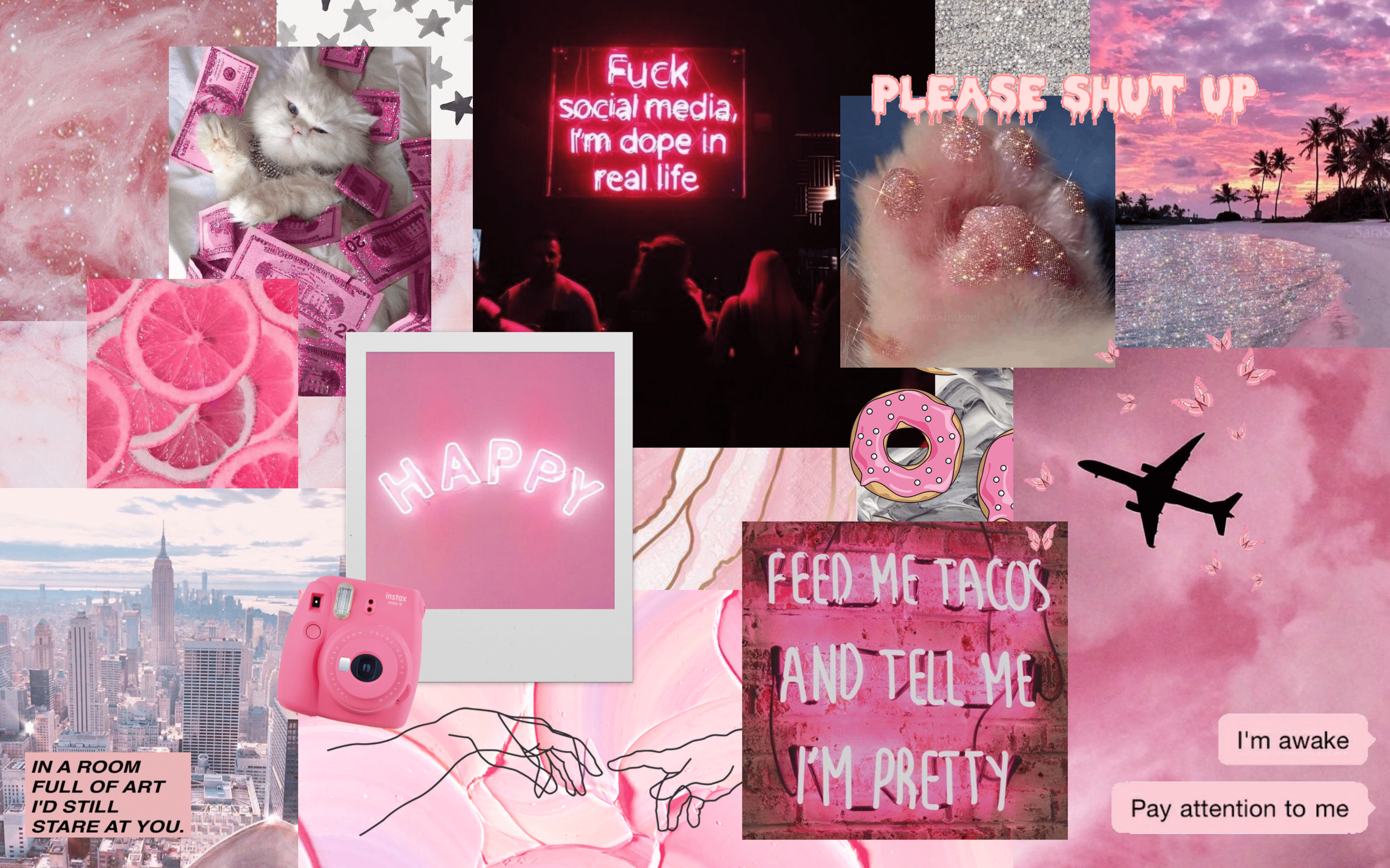 Pink Aesthetic Collage. Cute desktop