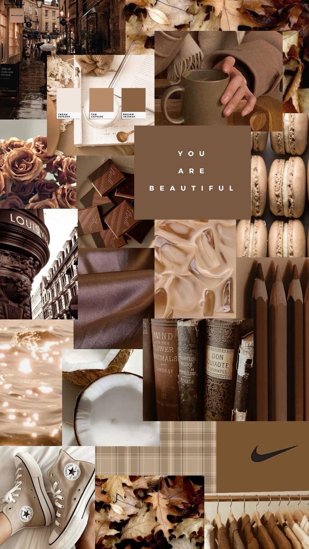 Brown Aesthetic Photo Dump Collage Laptop Wallpaper GPTEI