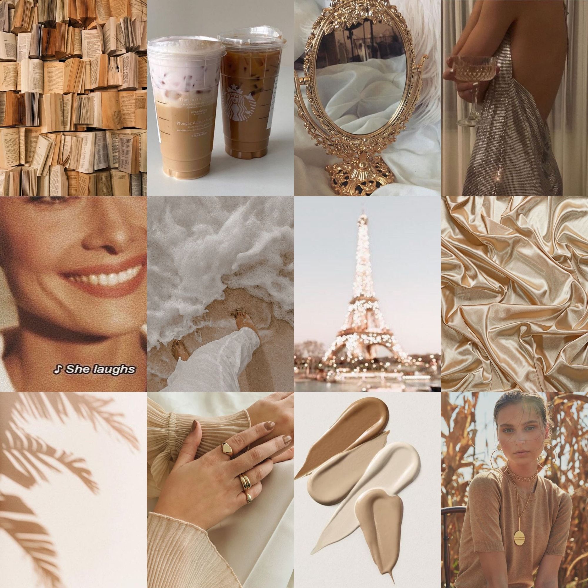 Beige Dreams Aesthetic Wall Collage