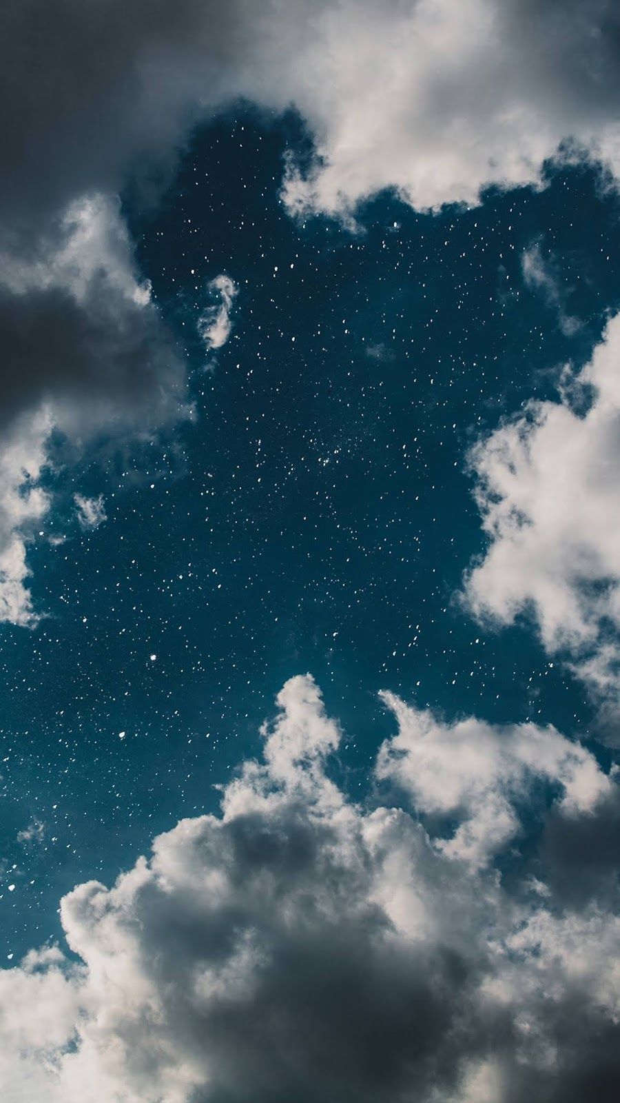 Clouds and stars in the sky - Blue, vintage clouds