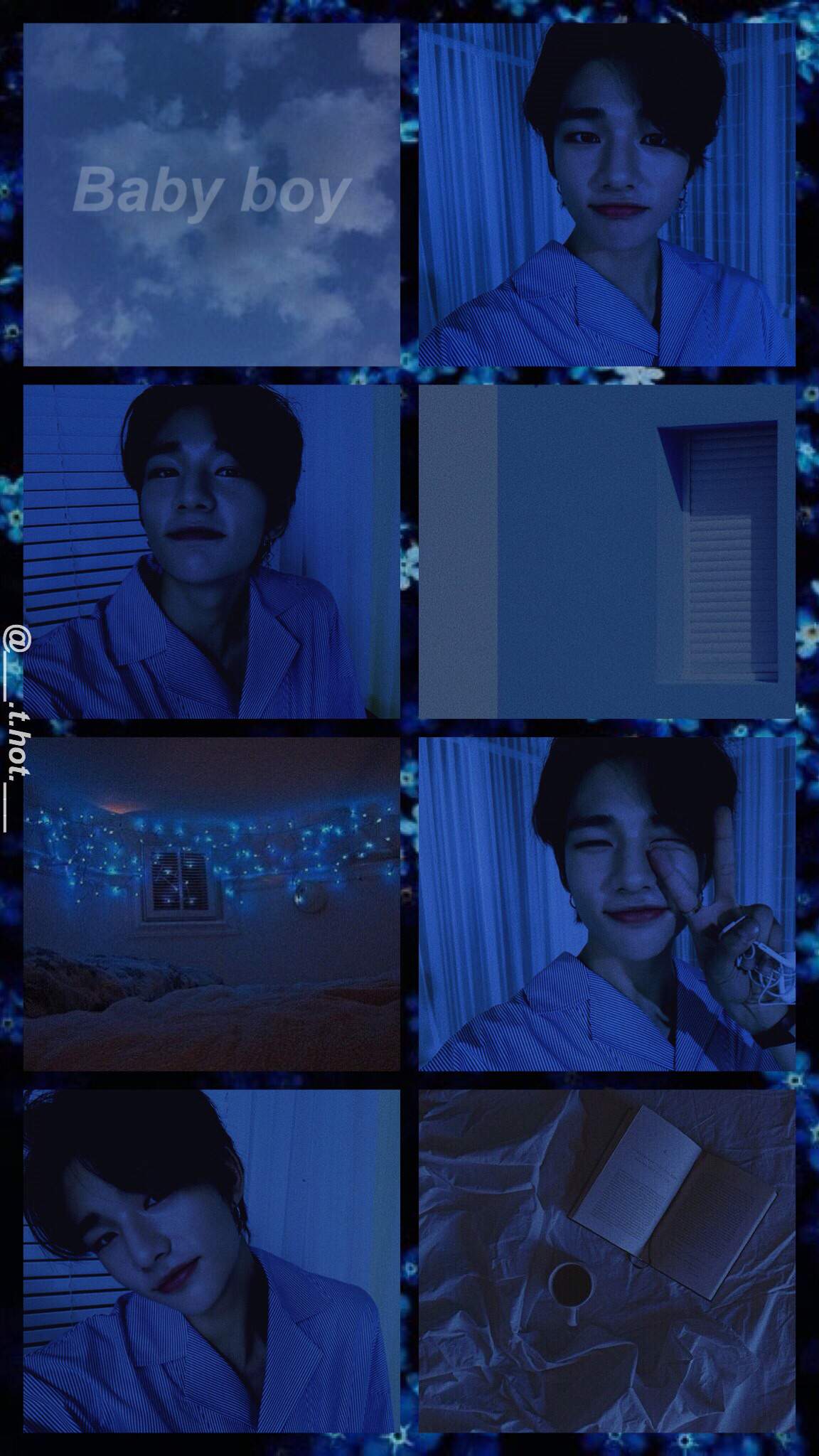 Hyunjin blue wallpaper. Stray Kids Amino