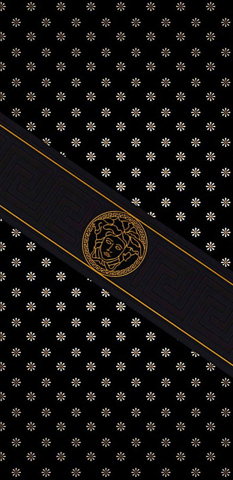 Versace Gift, black, gold, logo, logos