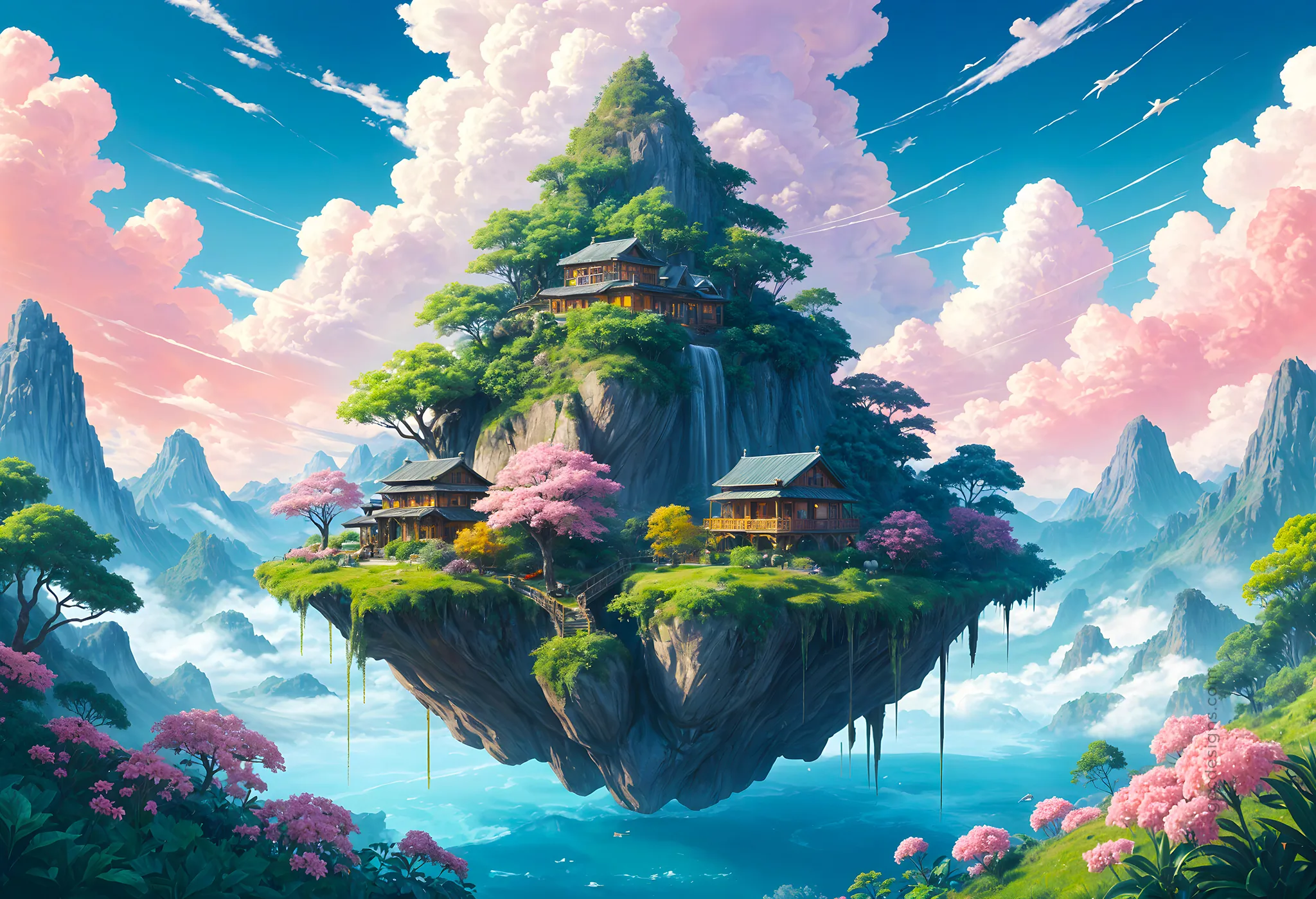 floating island wallpaper