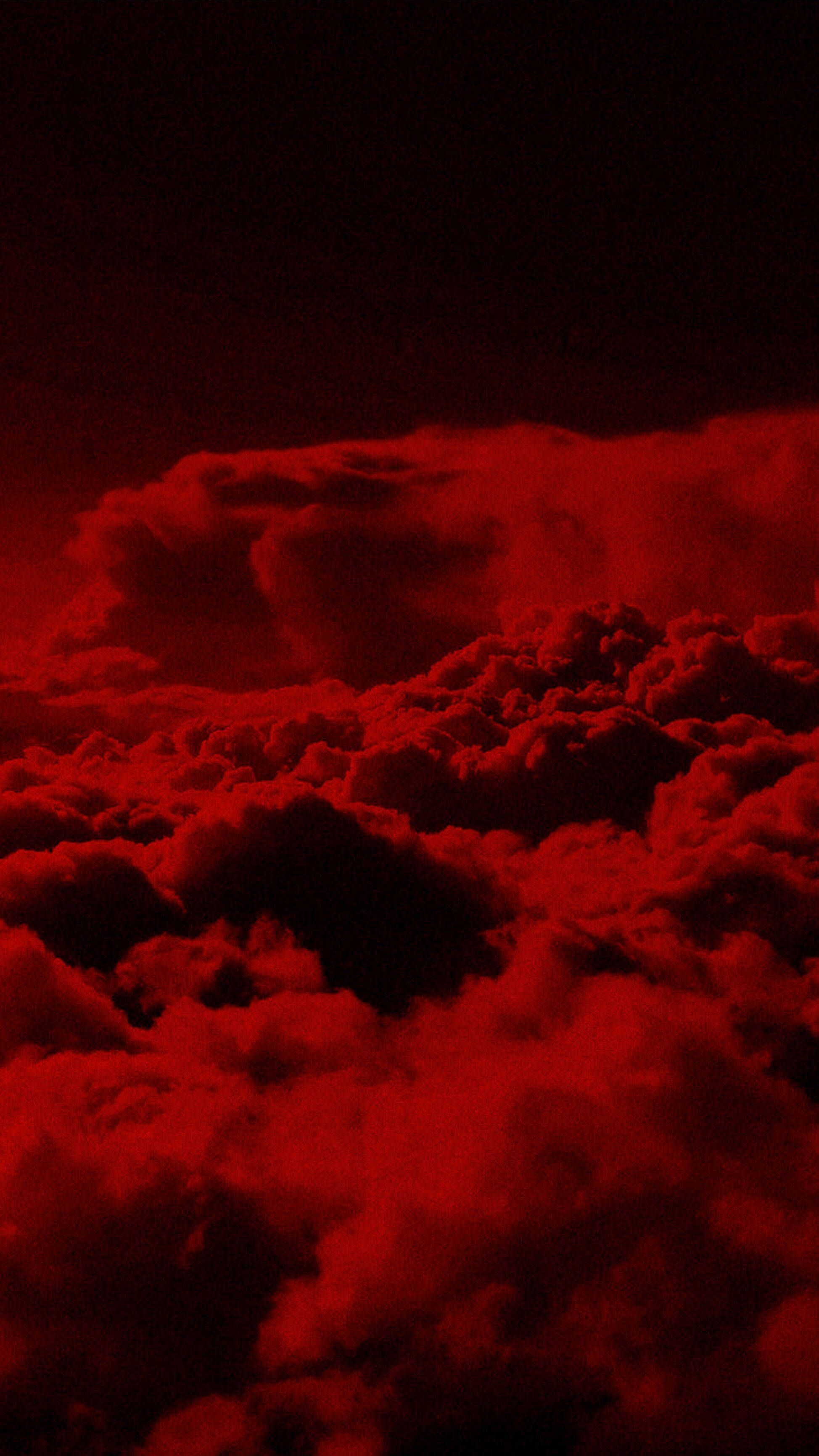 A red sky with clouds and an airplane - Red, iPhone red, dark red, light red