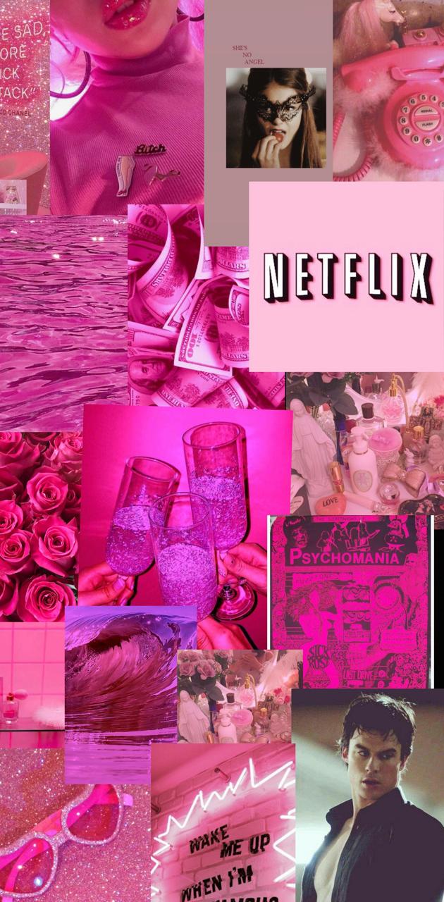 A collage of pictures with pink and red - Hot pink